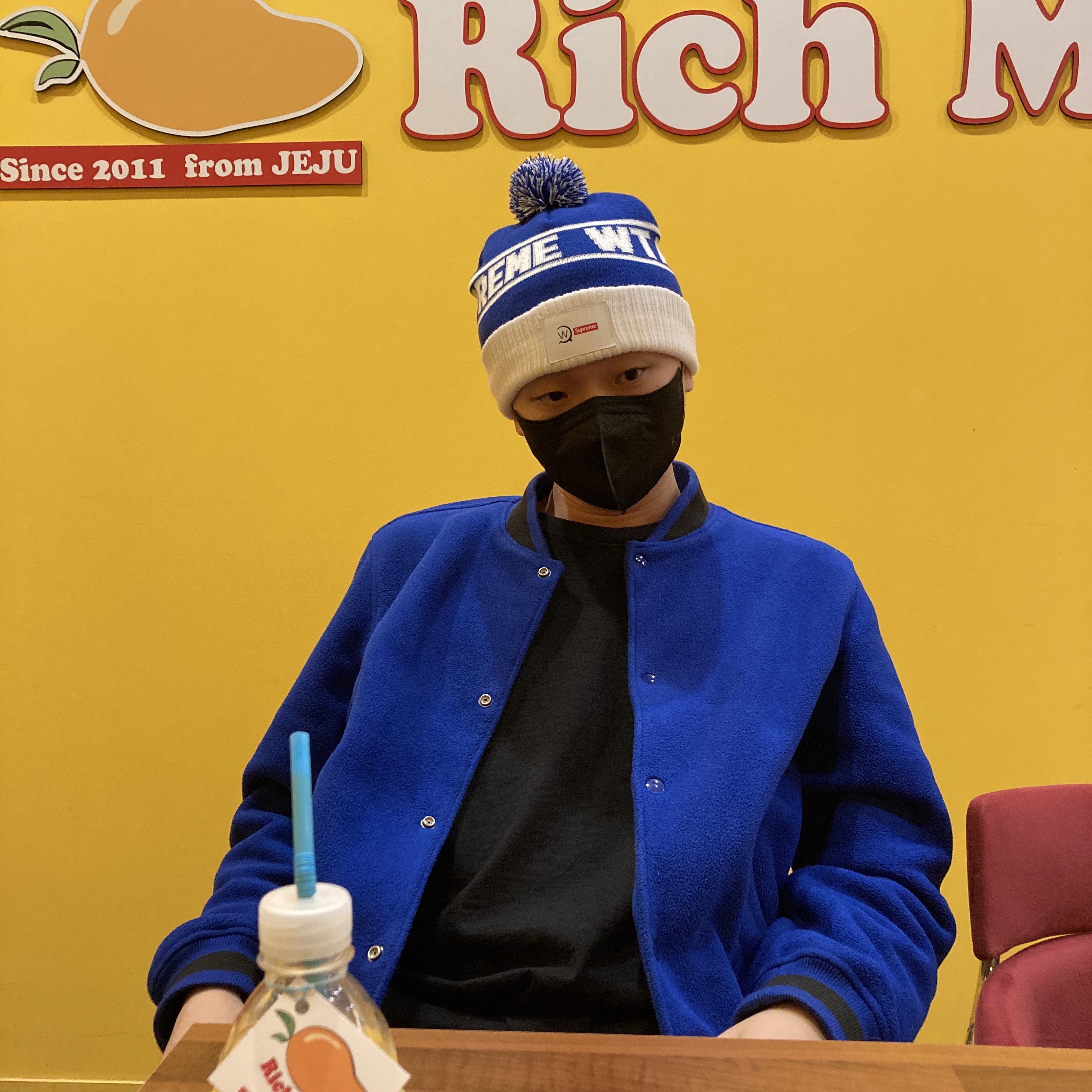 Supreme x WTAPS Beanie Blue - 21FW 착용 스타일