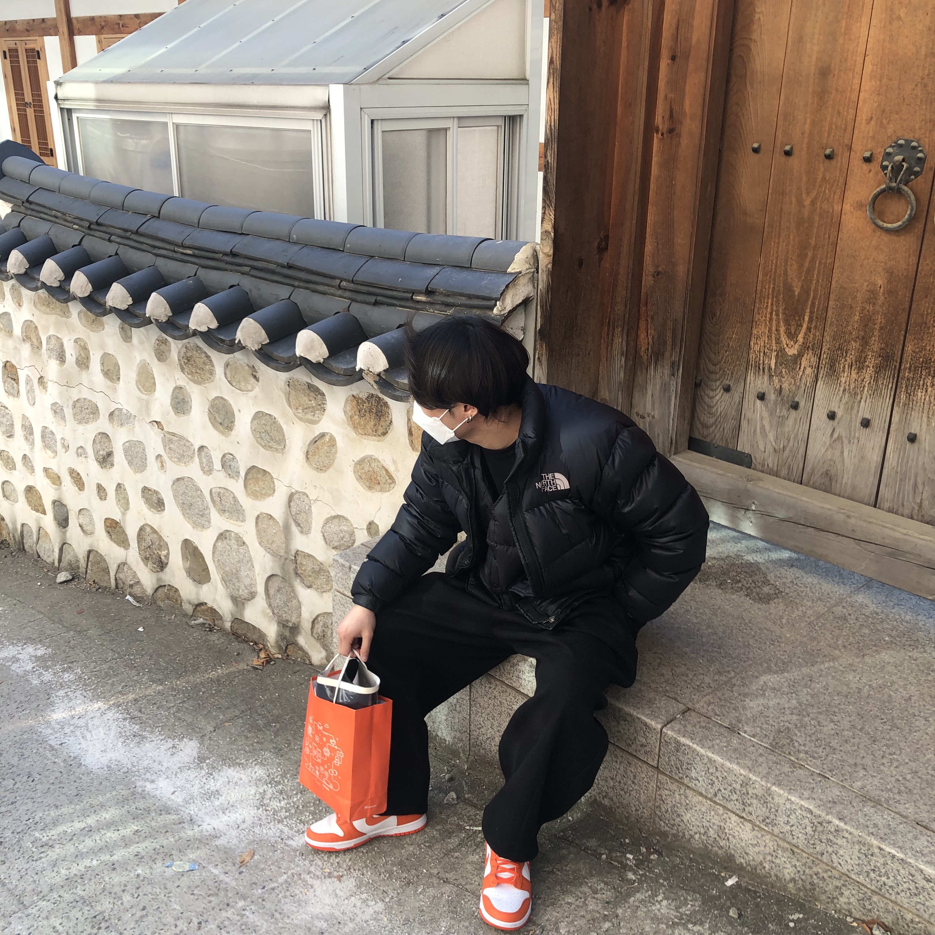 Nike Dunk High Retro Orange Blaze 착용 스타일 - 1