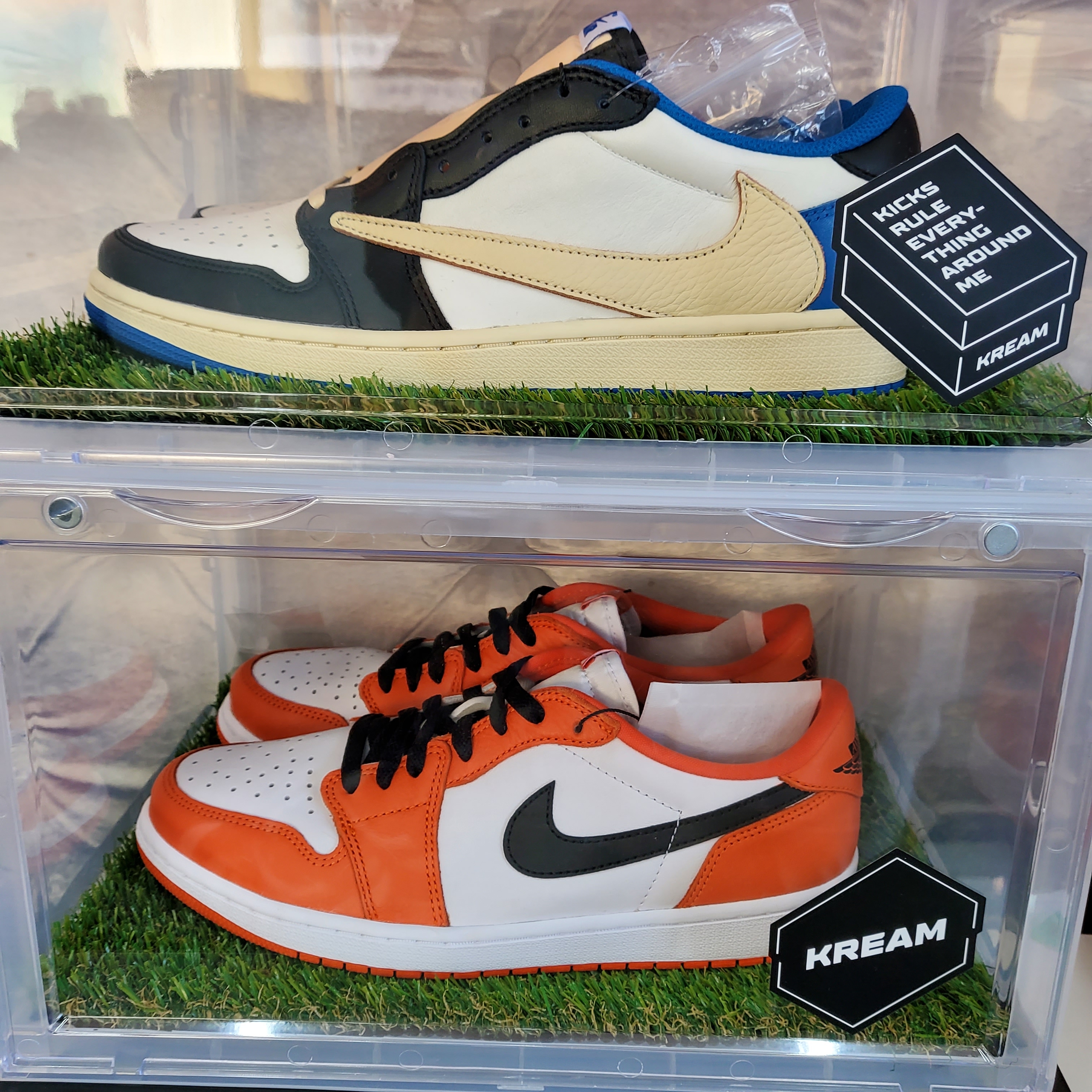 Jordan 1 x Travis Scott x Fragment Retro Low OG SP Military Blue, Jordan 1 Low OG Starfish 착용 스타일 - 3