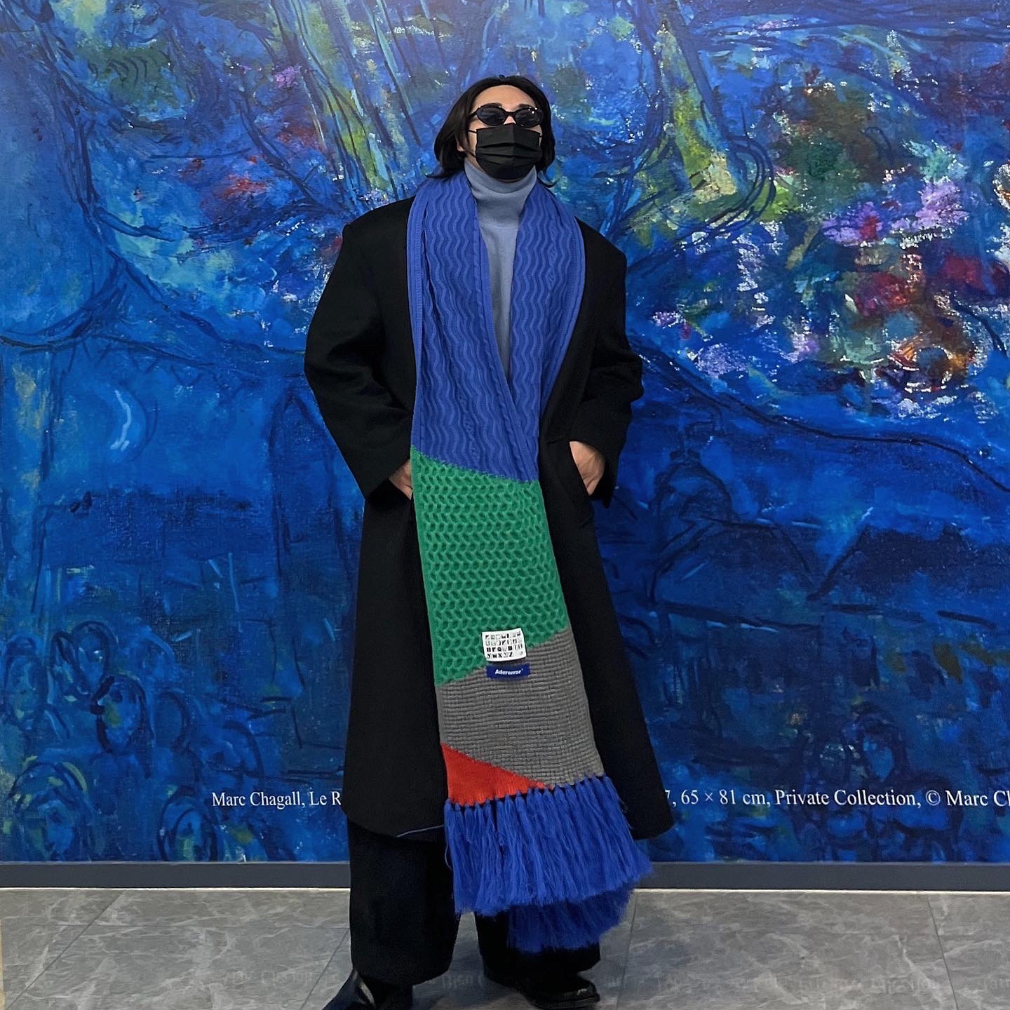 Ader Error x Zara Scarf Blue 착용 스타일 - 2