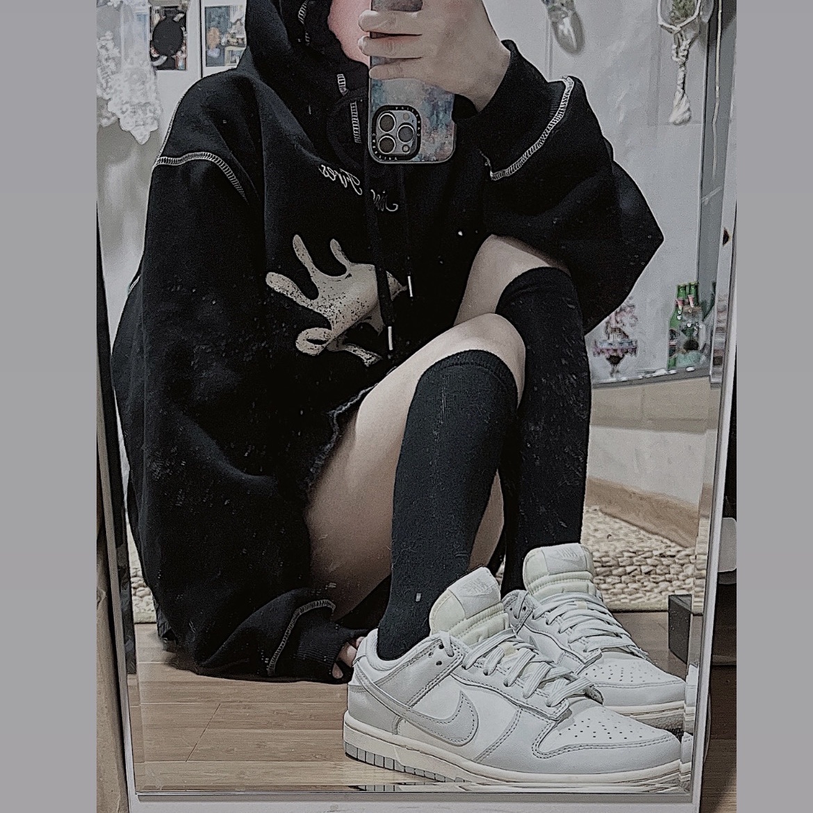(W) Nike Dunk Low Light Bone 착용 스타일 - 1
