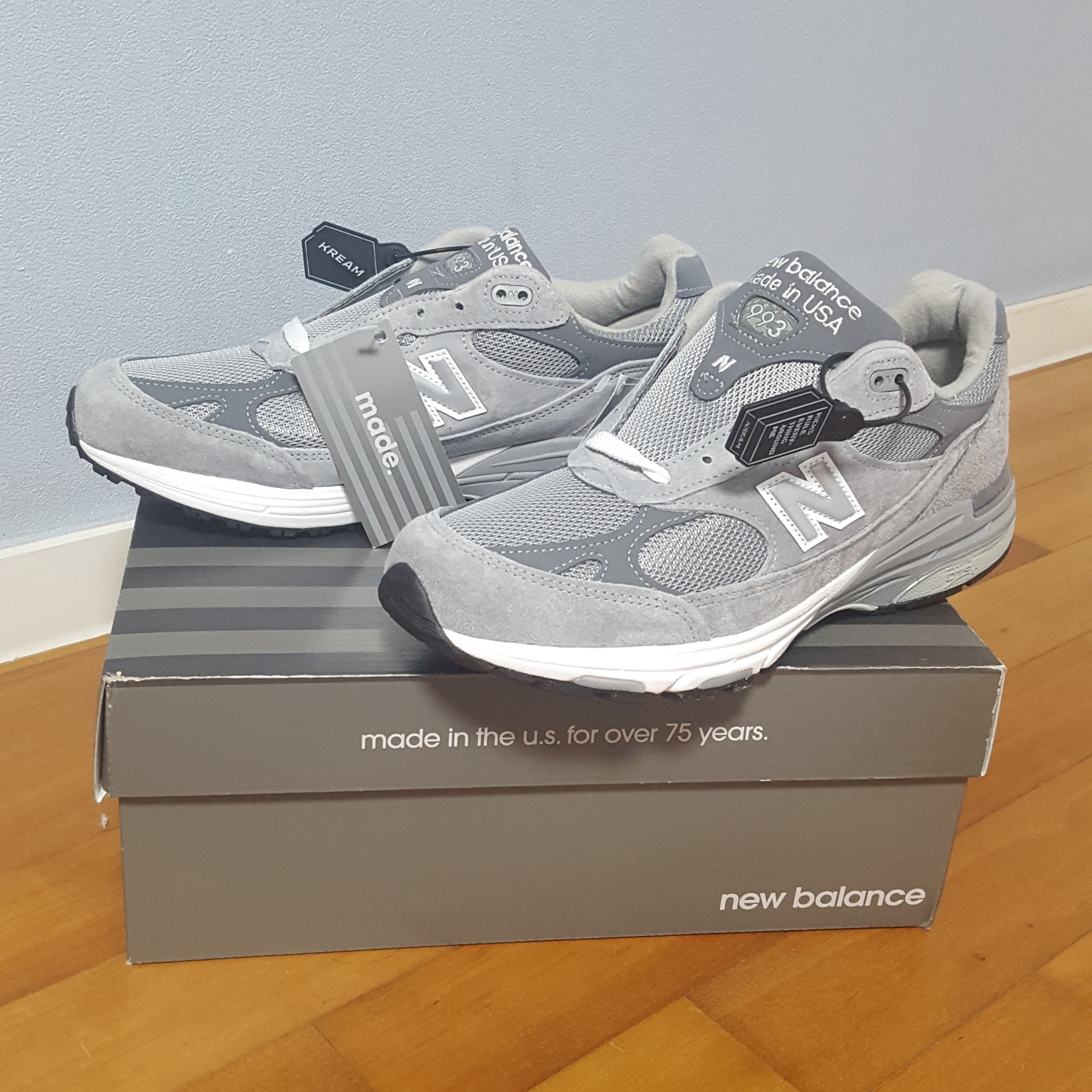 New Balance 993 Made in USA Grey - D Standard 착용 스타일 - 1