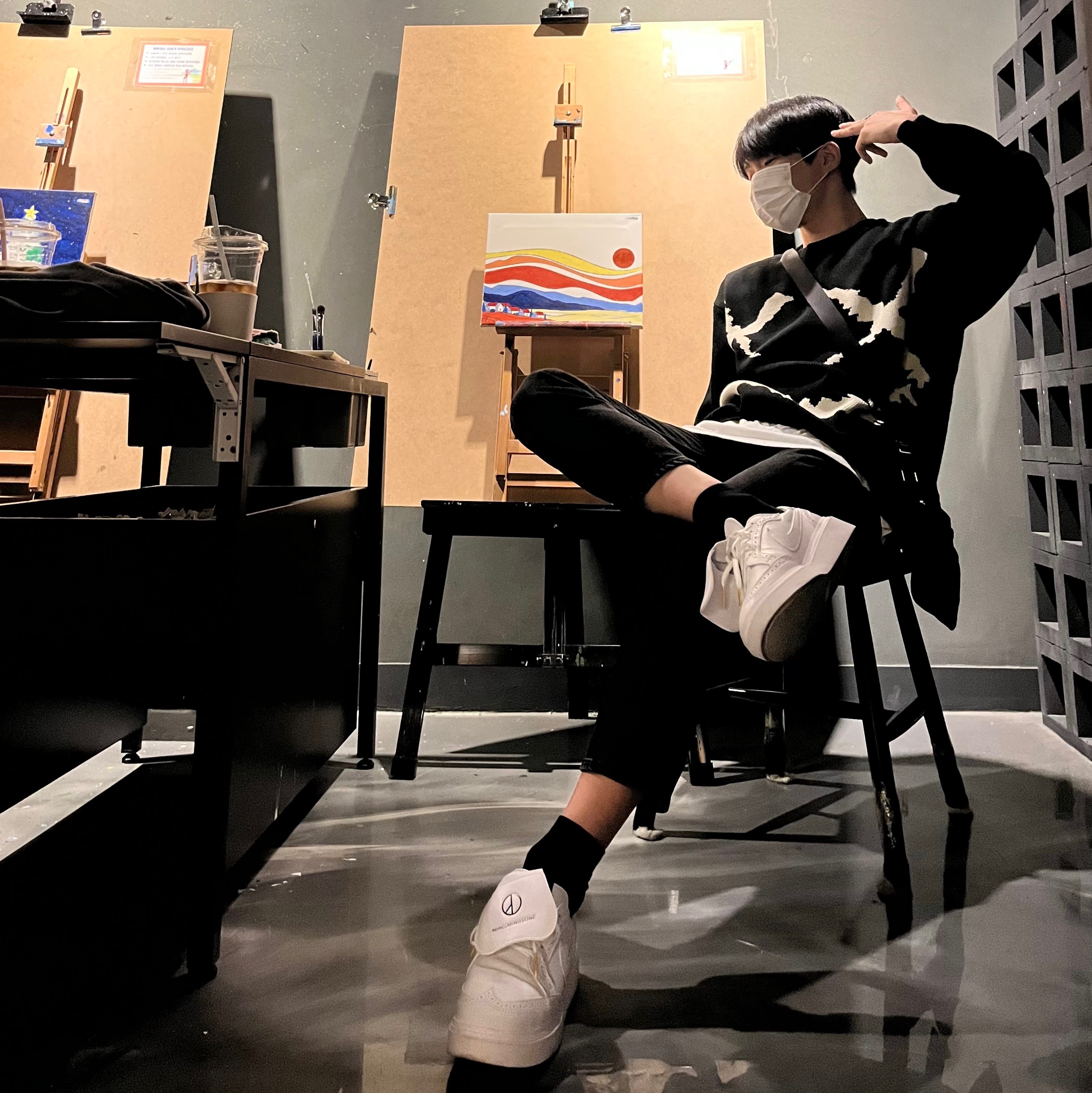 Nike x Peaceminusone Kwondo1 White 착용 스타일 - 1