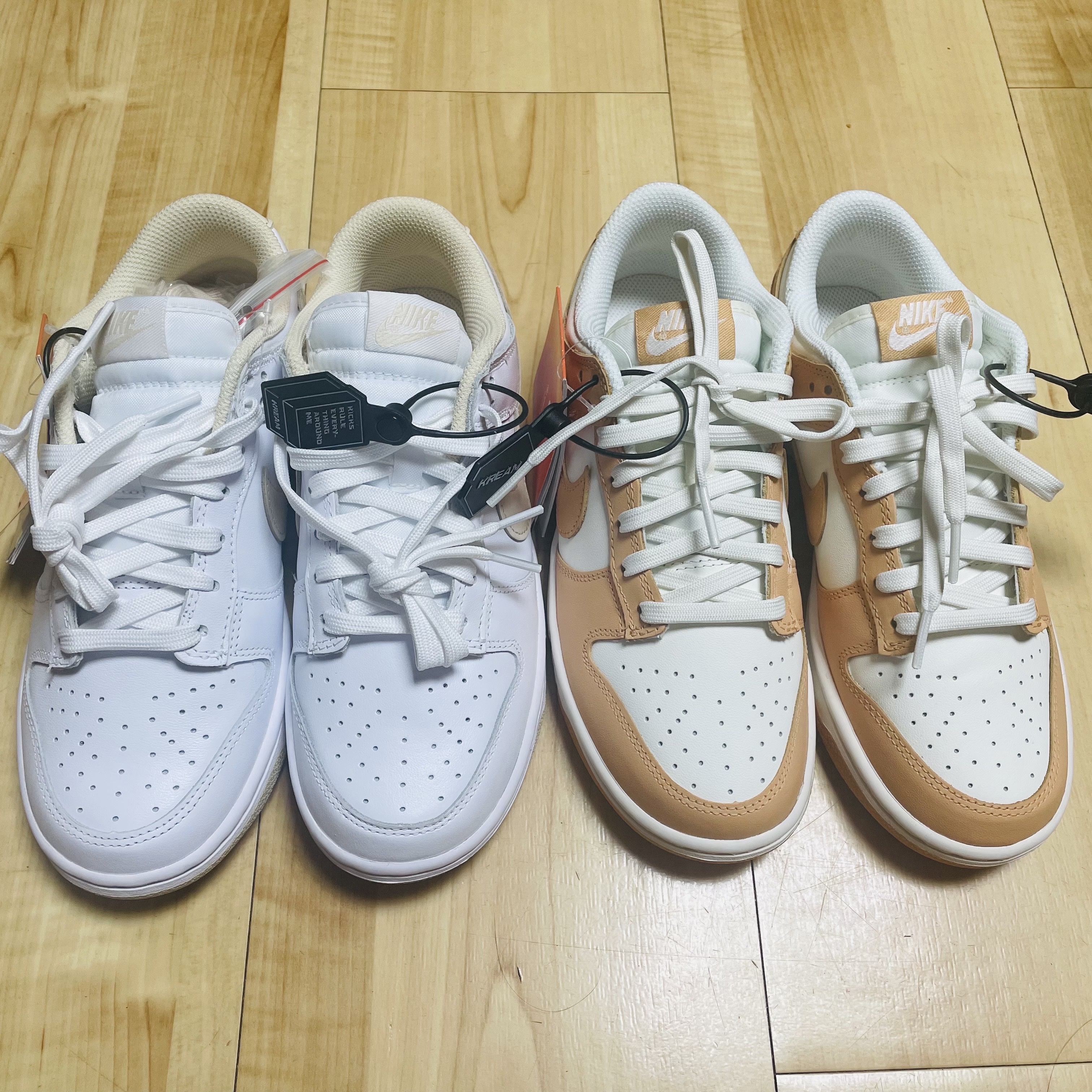 (W) Nike Dunk Low Harvest Moon, (W) Nike Dunk Low Pearl White 착용 스타일