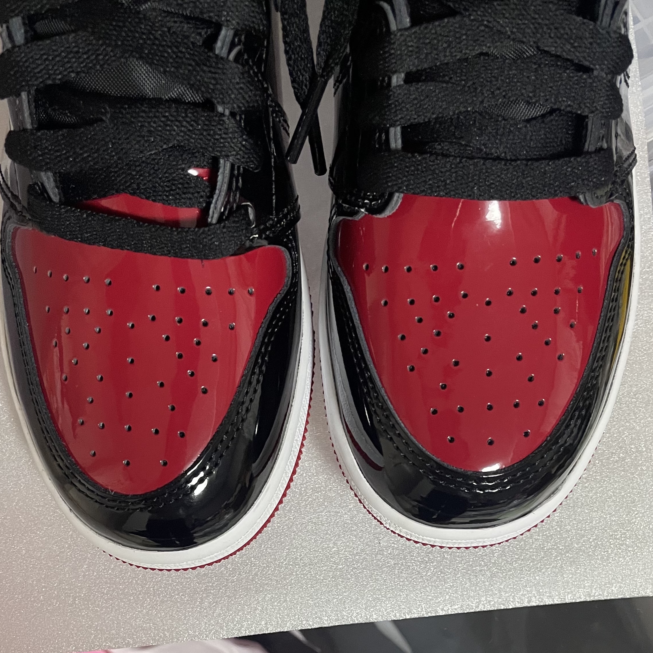 (GS) Jordan 1 Retro High OG Patent Bred 착용 스타일