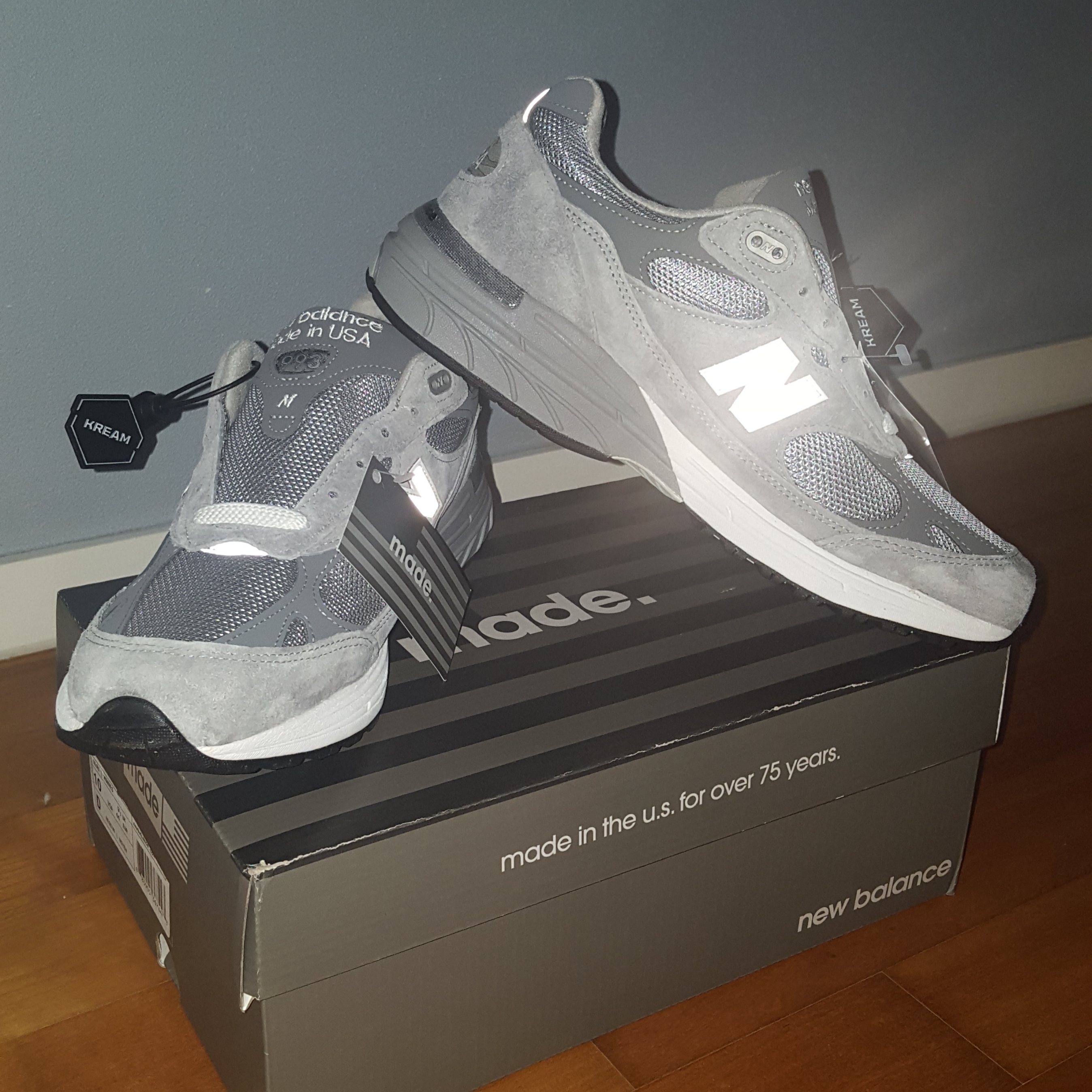 New Balance 993 Made in USA Grey - D Standard 착용 스타일 - 3