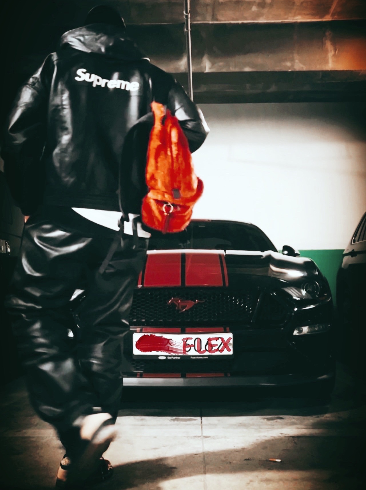 Supreme x Nike Leather Anorak Black - 19FW, Supreme x Nike Leather Warm Up Pants White - 19FW 착용 스타일 - 1