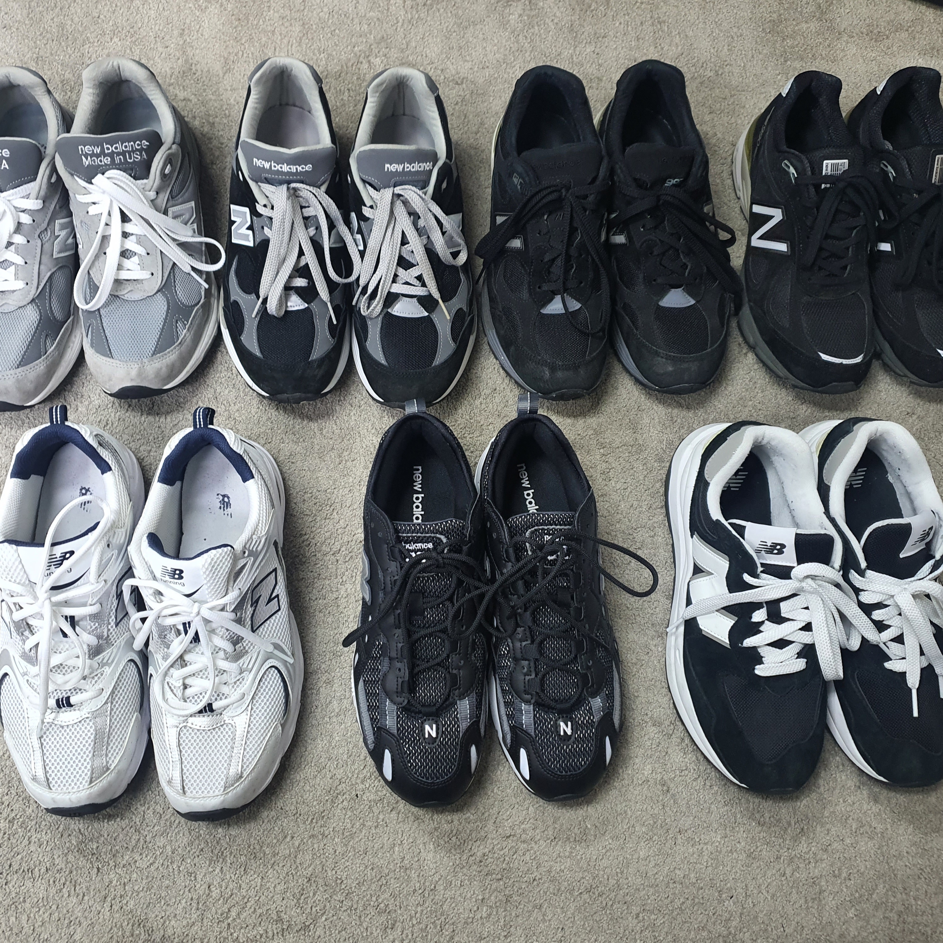 New Balance 993 Made in USA Grey - D Standard, New Balance 992 Made in USA Black Grey 착용 스타일
