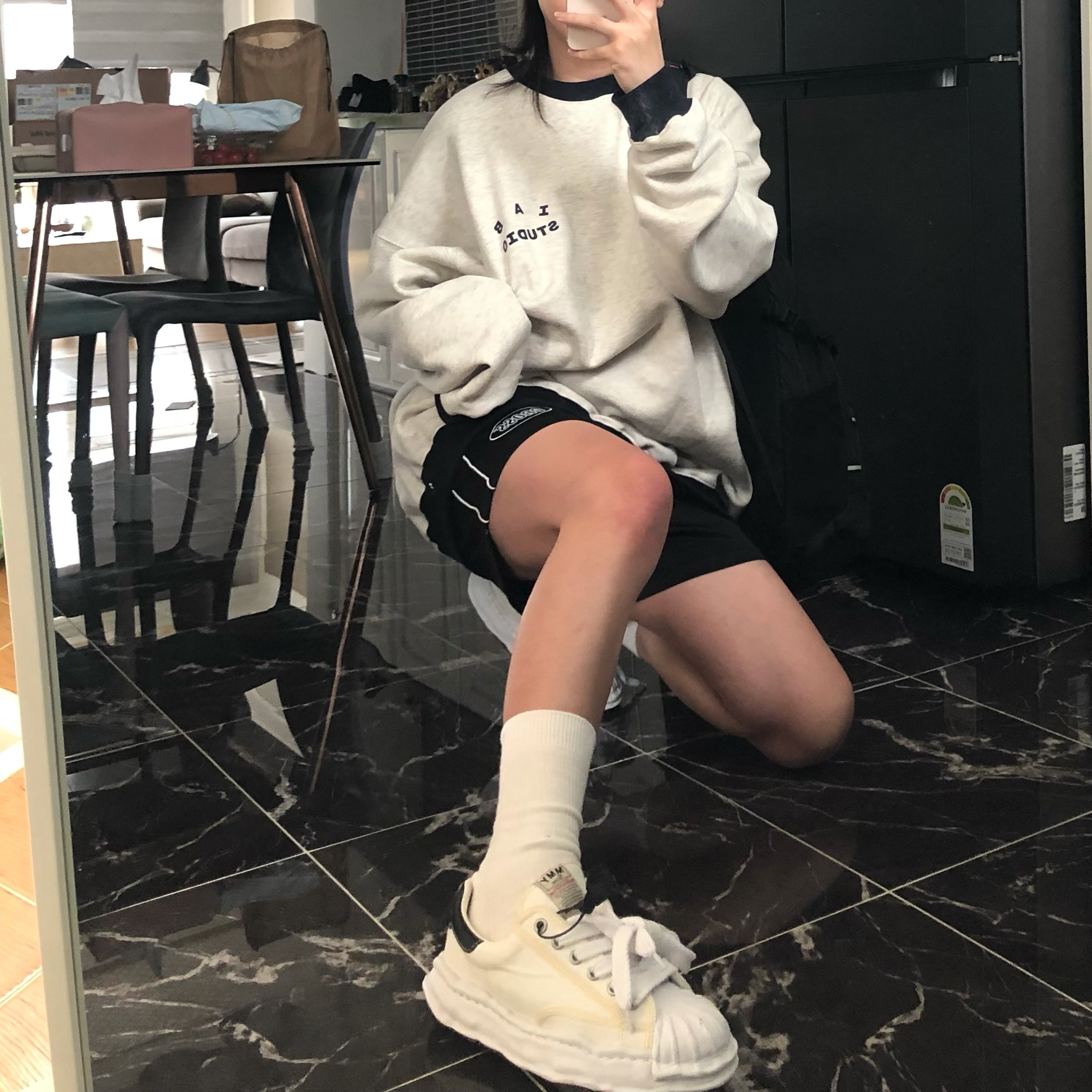 Maison Mihara Yasuhiro Blakey OG Sole Canvas Low-top Sneakers White, Supreme Backpack Black - 18FW 착용 스타일 - 4