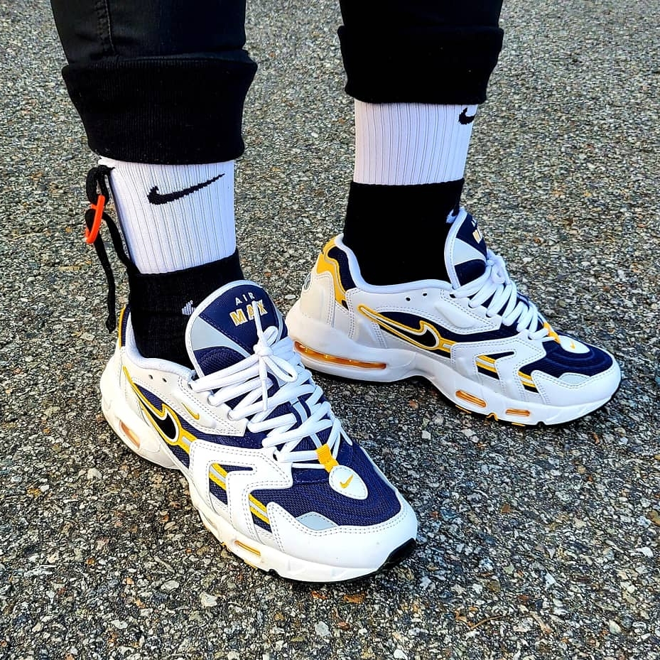Balenciaga X-Pander Sneakers Blue Silver, Nike Air Max 96 II Midnight Navy 착용 스타일 - 2