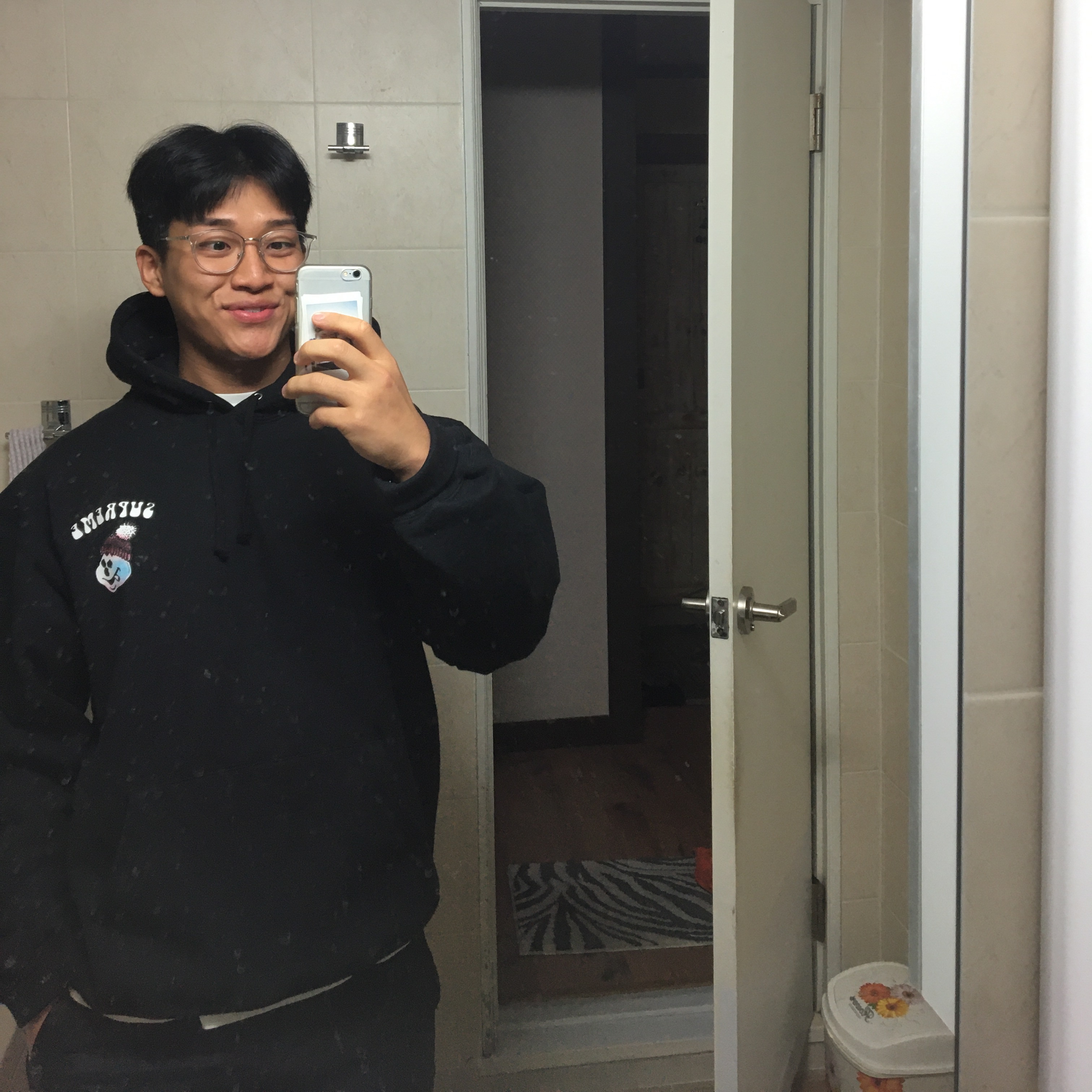 Supreme Snowman Hooded Sweatshirt Black - 21FW 착용 스타일 - 1