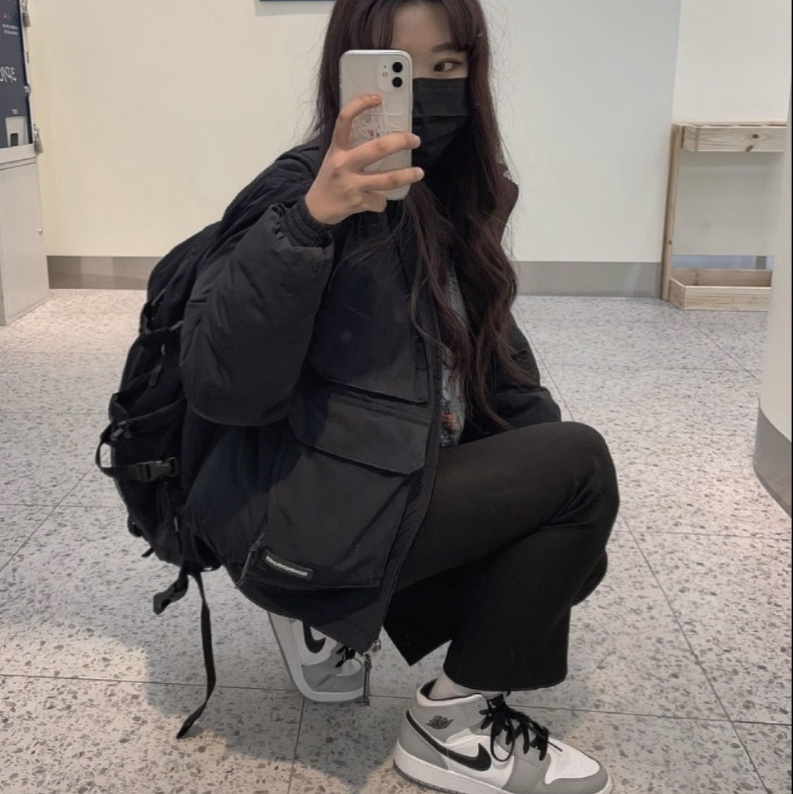 Jordan 1 Mid Light Smoke Grey, (GS) Jordan 1 Mid Light Smoke Grey 착용 스타일