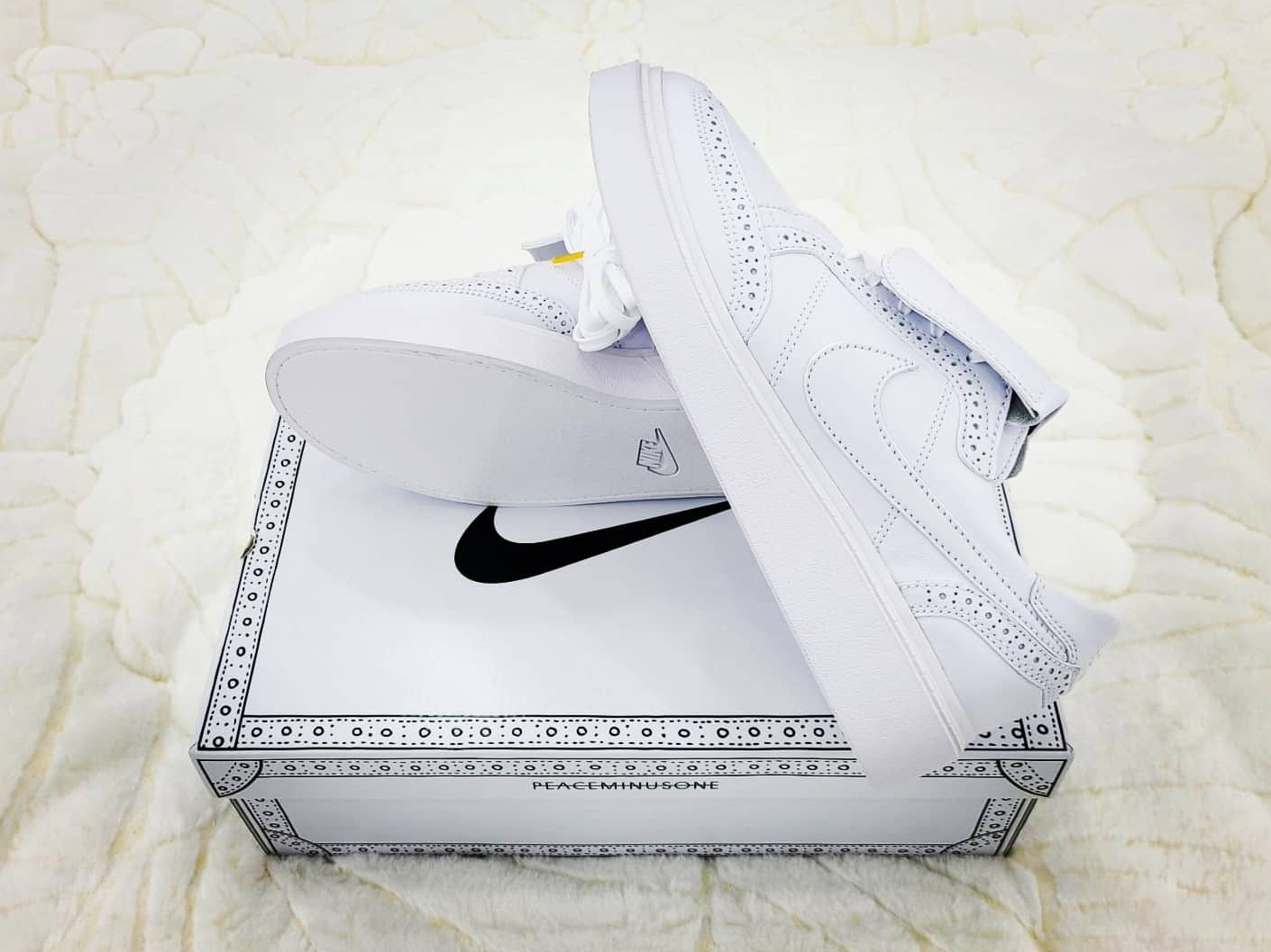 Nike x Peaceminusone Kwondo1 White 착용 스타일 - 4