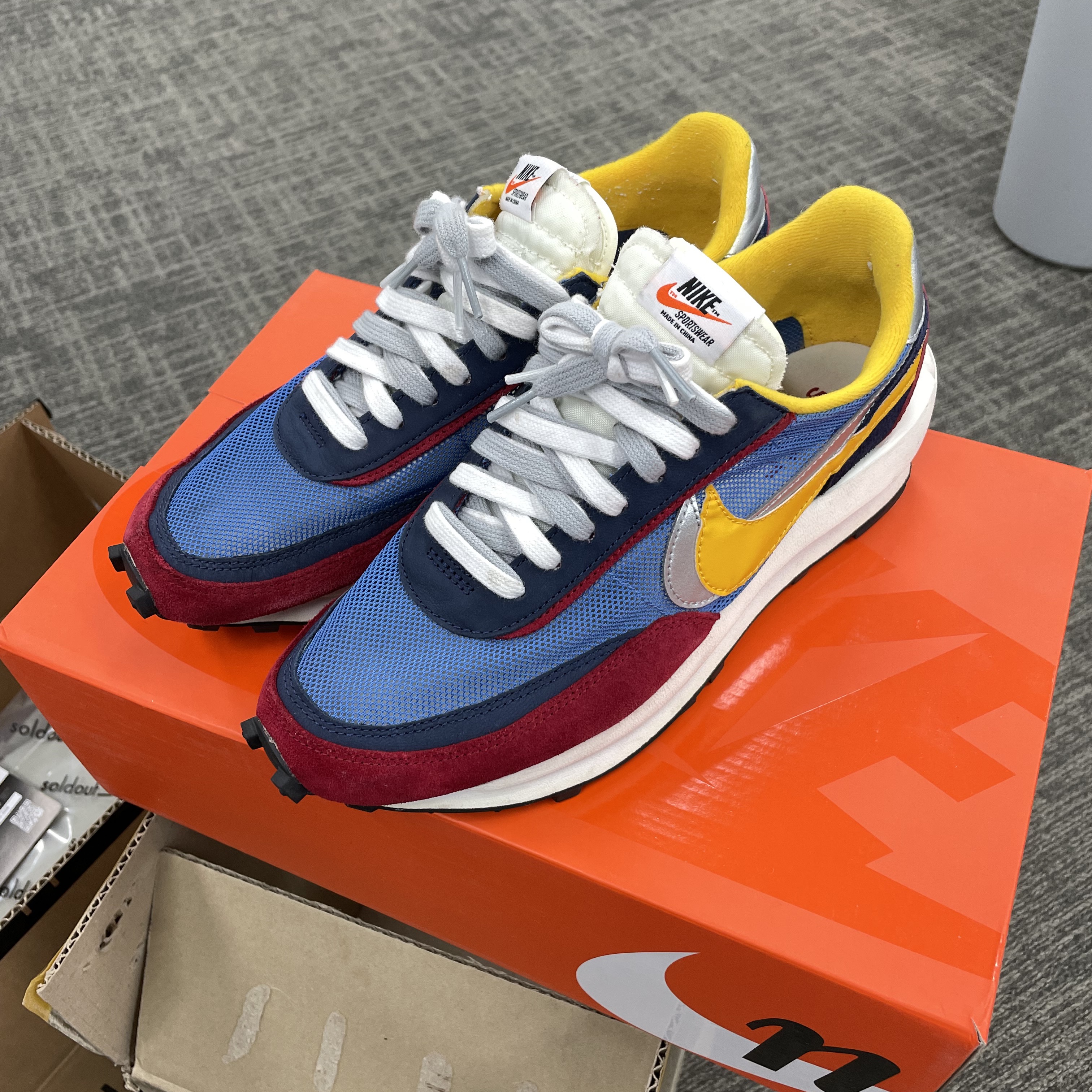 Nike x Sacai LDWaffle Blue Multi, Nike Air Max 90 NRG Bacon 착용 스타일 - 2