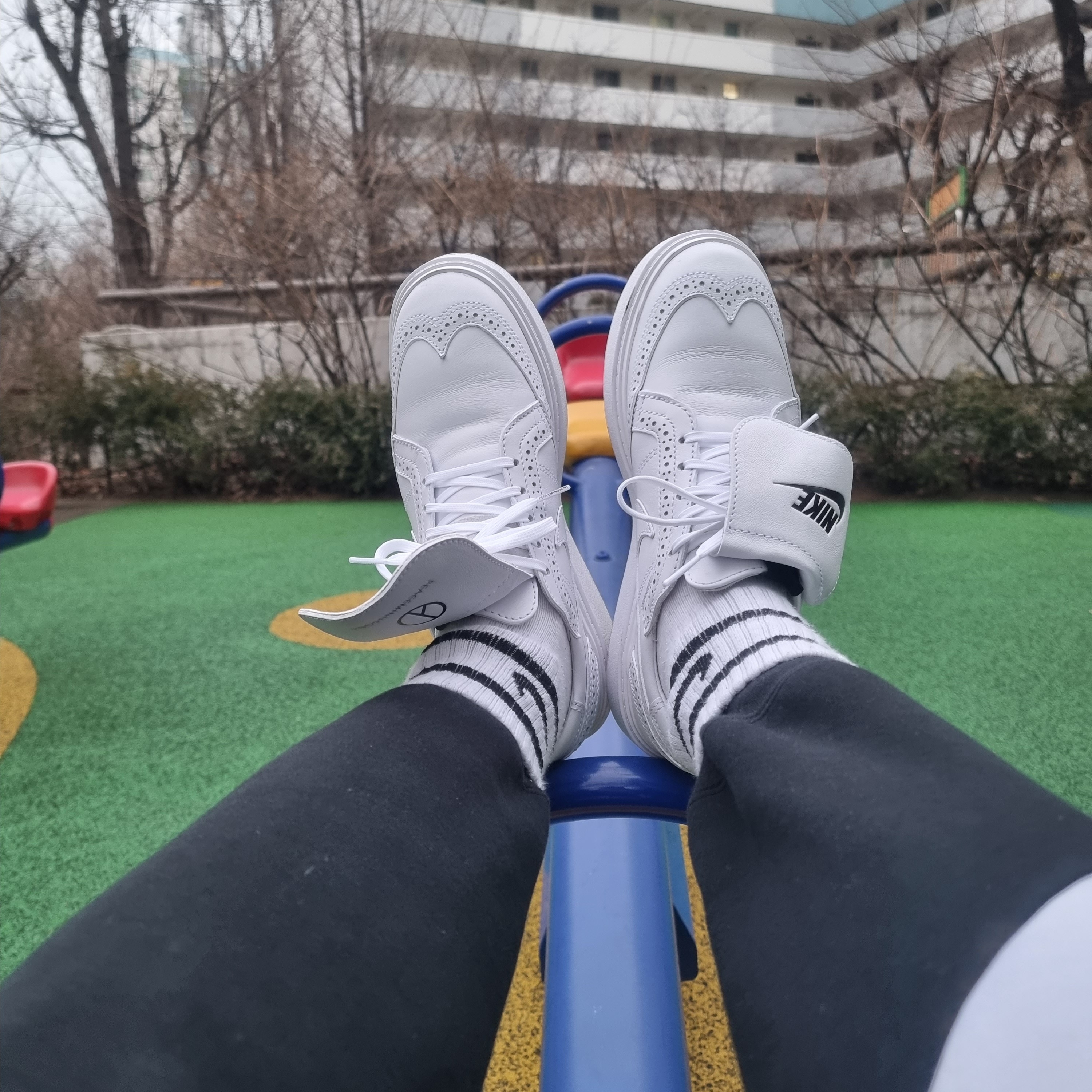 Nike x Peaceminusone Kwondo1 White 착용 스타일 - 3