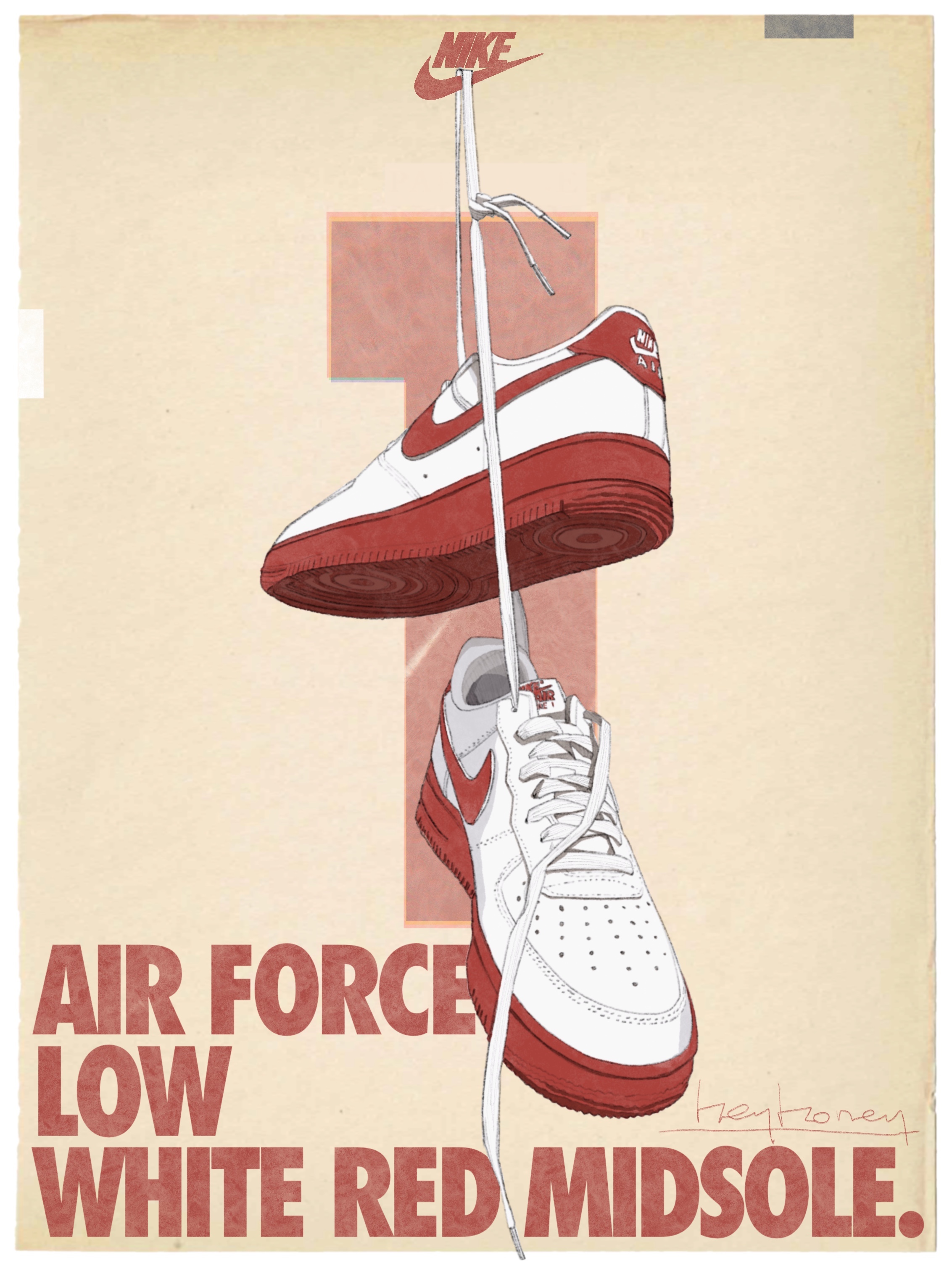 Nike Air Force 1 Low White Red Midsole 착용 스타일 - 1