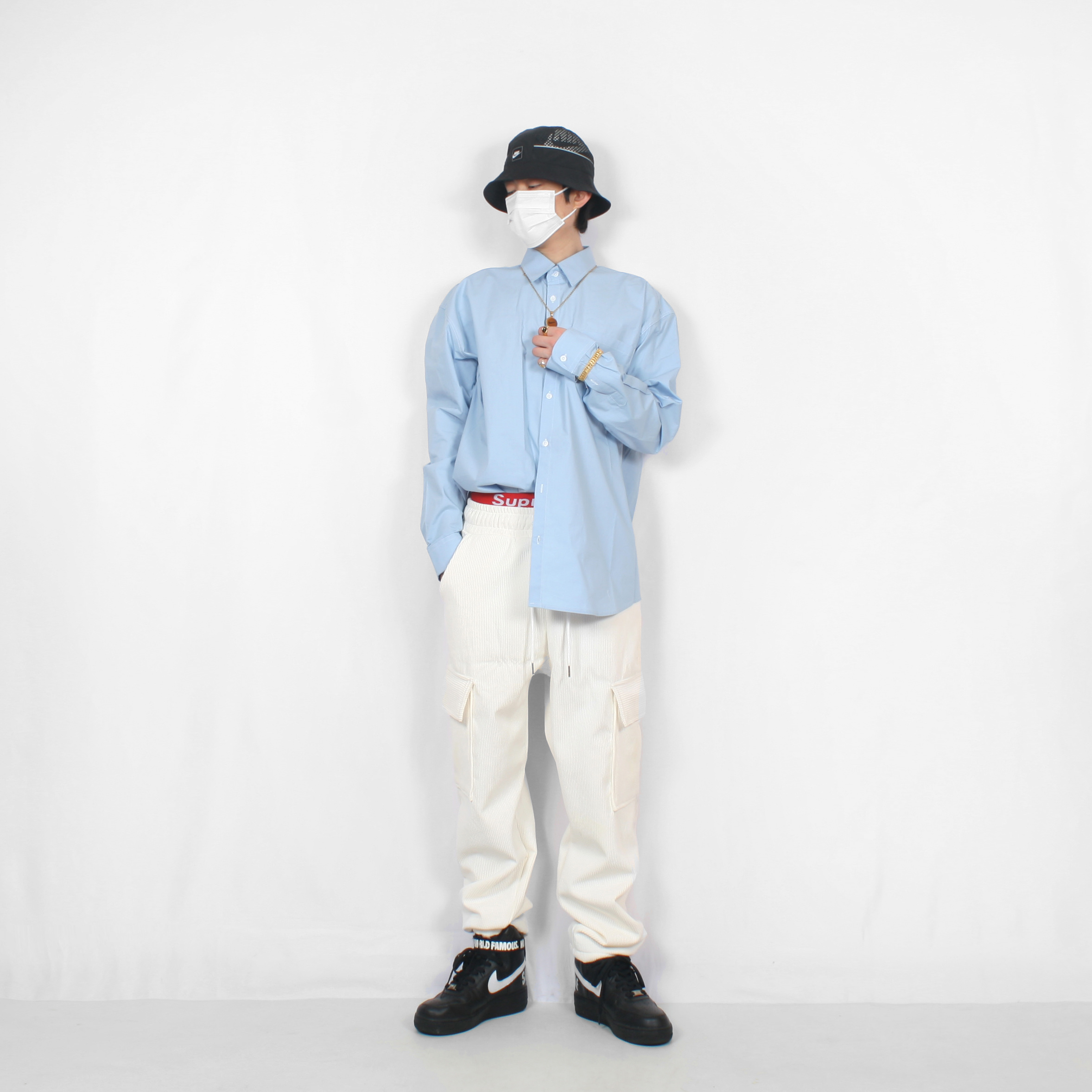 Nike x Supreme Air Force 1 High World Famous Black, Supreme Hanes Boxer Briefs White (4 Pack) 착용 스타일