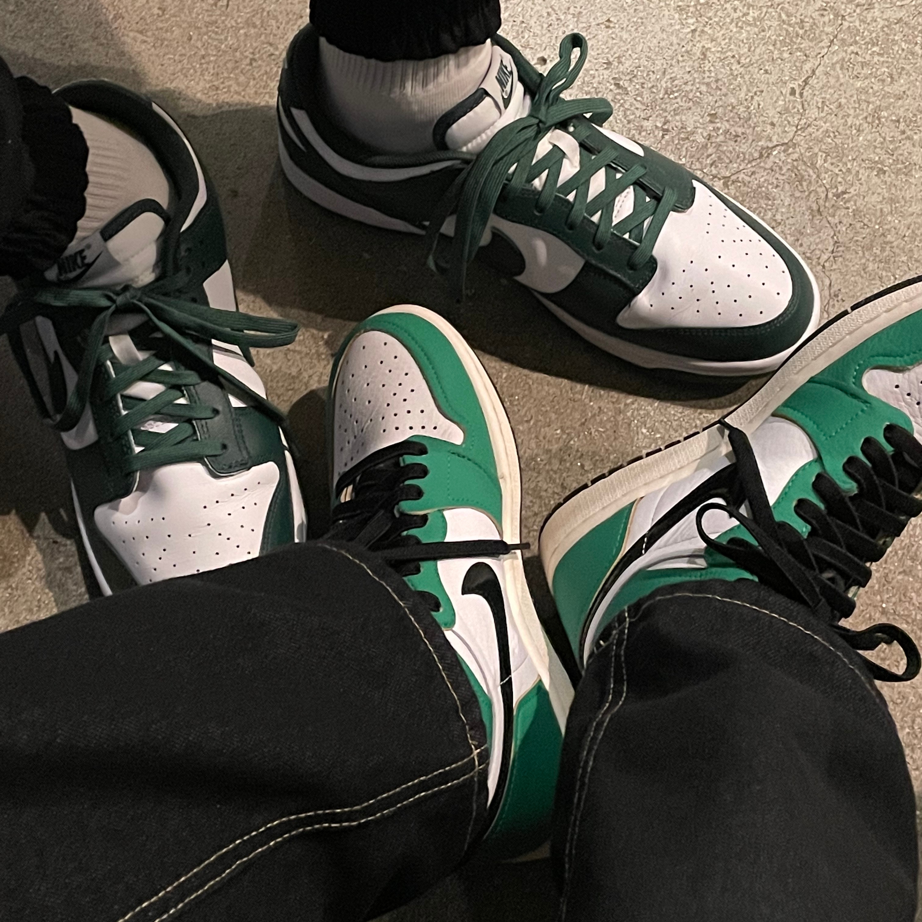 Nike Dunk Low Retro Varsity Green, (W) Jordan 1 Retro High OG Lucky Green 착용 스타일 - 4