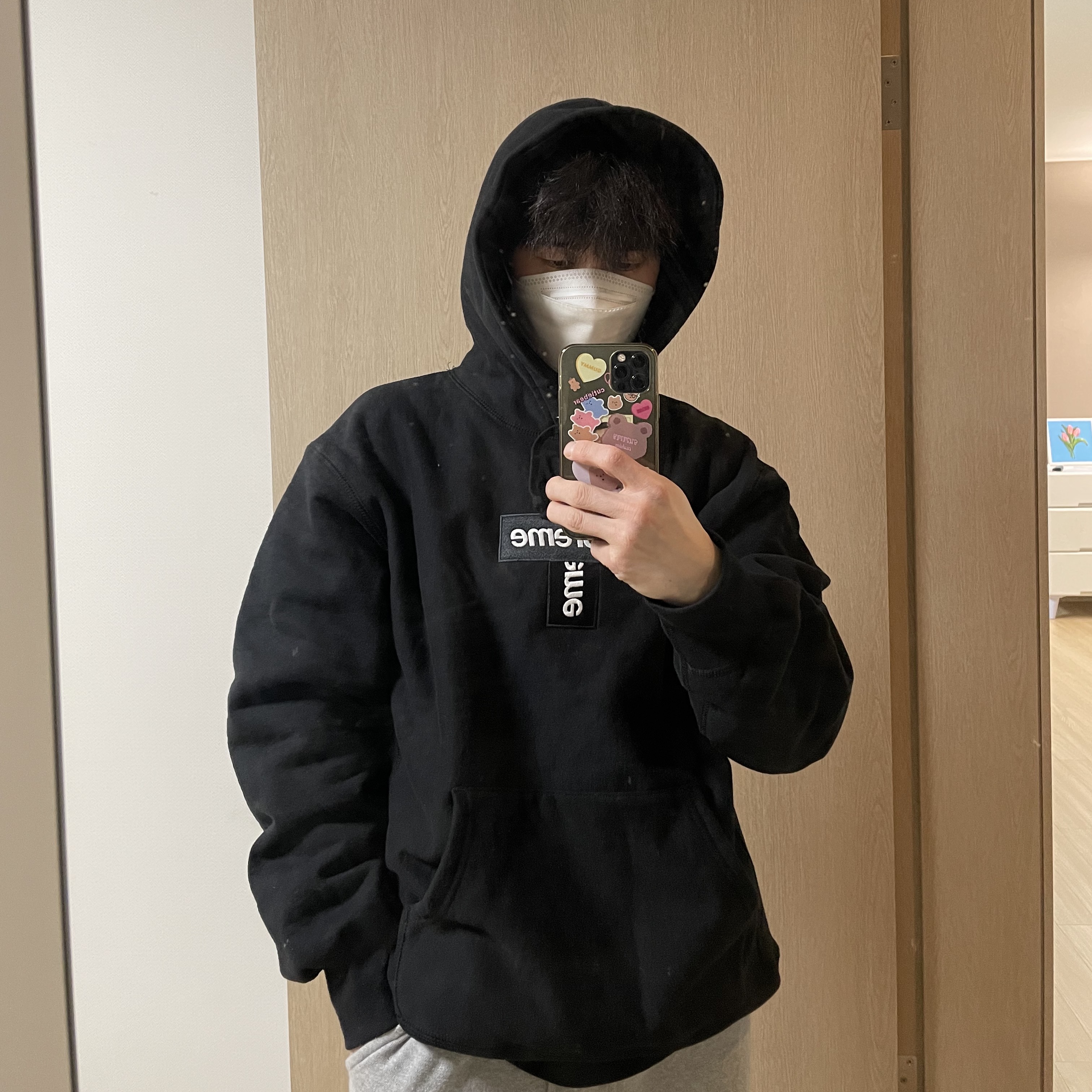 Supreme Cross Box Logo Hooded Sweatshirt Black - 20FW 착용 스타일