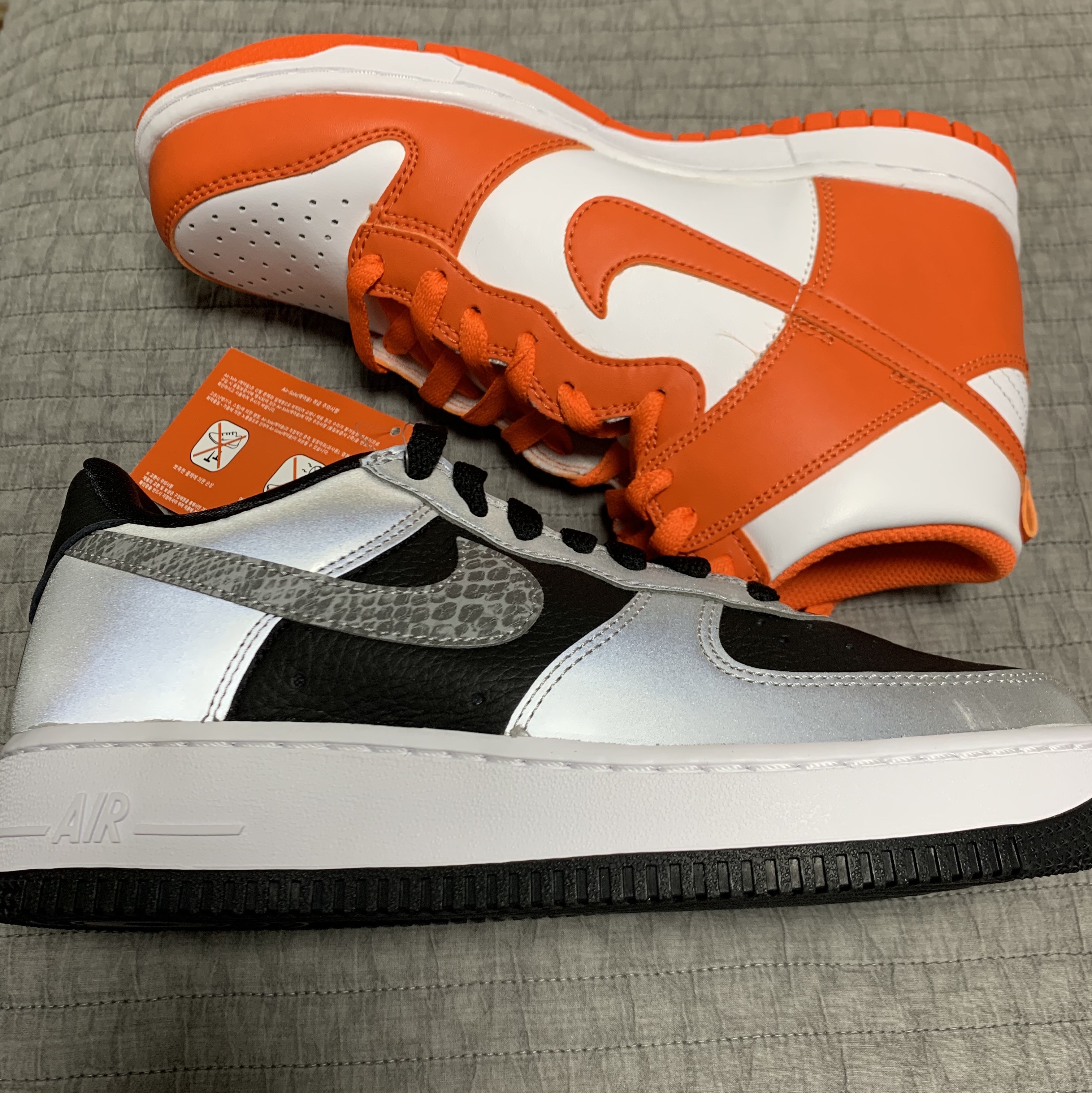Nike Air Force 1 B Silver Snake, (W) Nike Dunk High Orange Blaze 착용 스타일