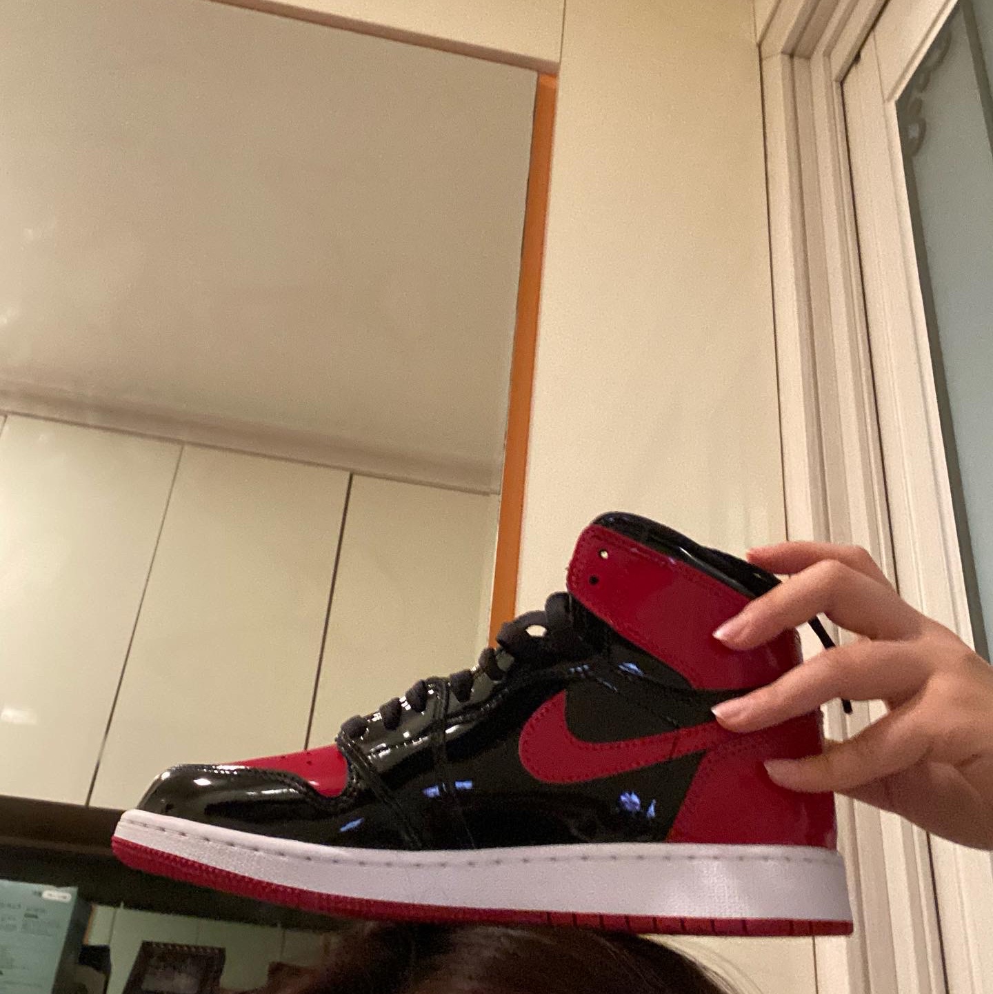 (GS) Jordan 1 Retro High OG Patent Bred, Jordan 1 Retro High OG Patent Bred 착용 스타일 - 5