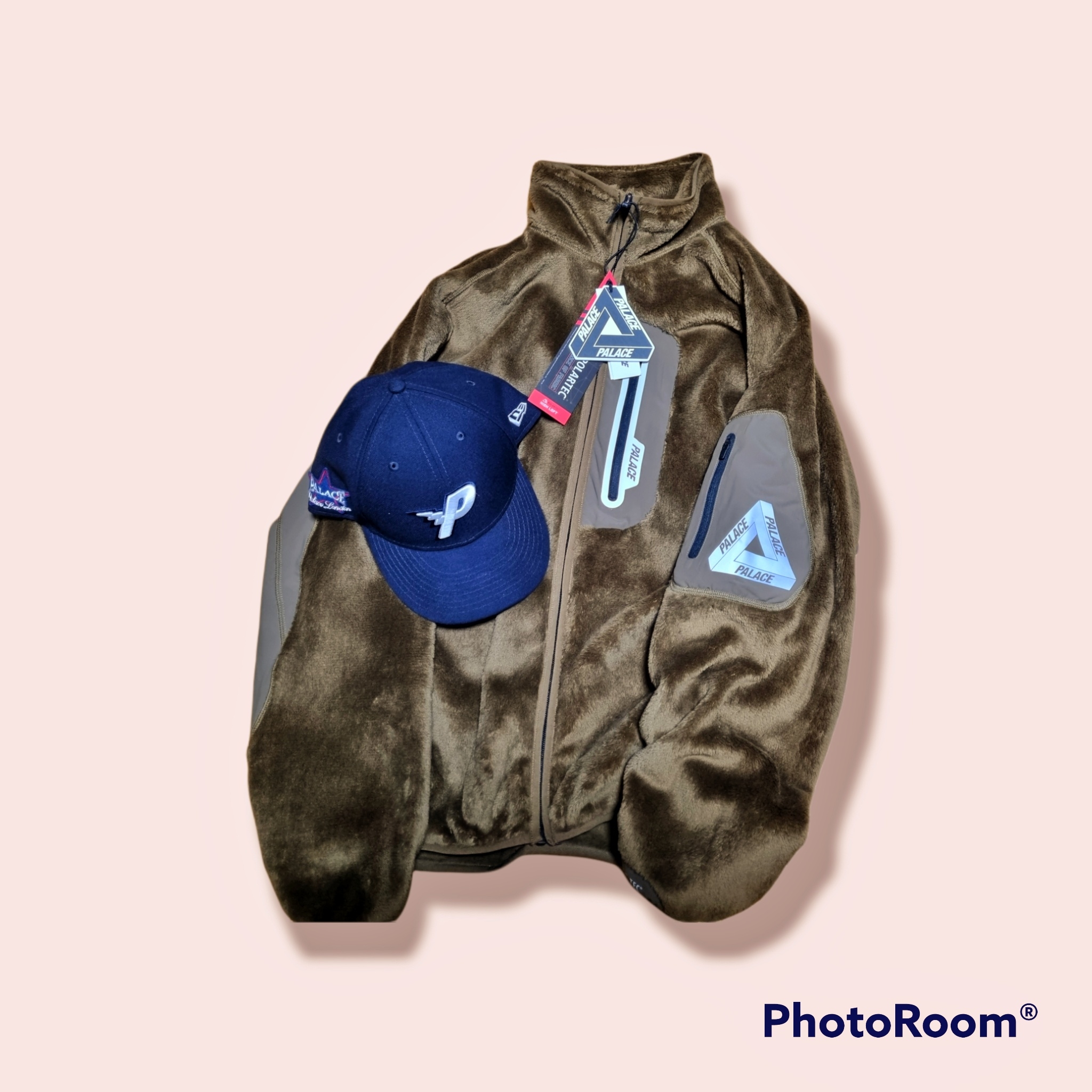 Palace Polartec High Loft Track Jacket Brown - 21FW, Palace New Era Bolt Hat Navy - 21FW 착용 스타일