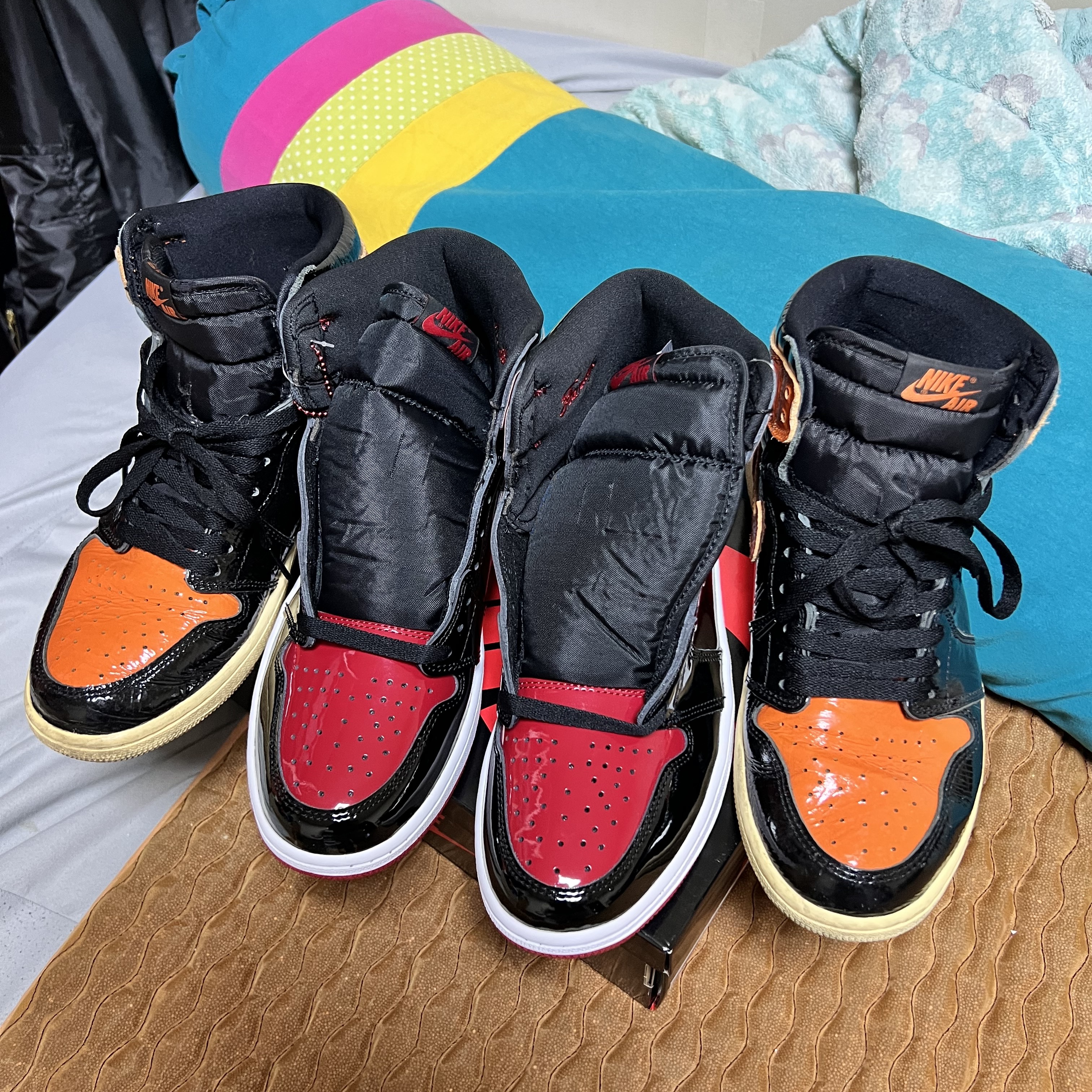 Jordan 1 Retro High OG Patent Bred, Jordan 1 Retro High Shattered Backboard 3.0 착용 스타일 - 2