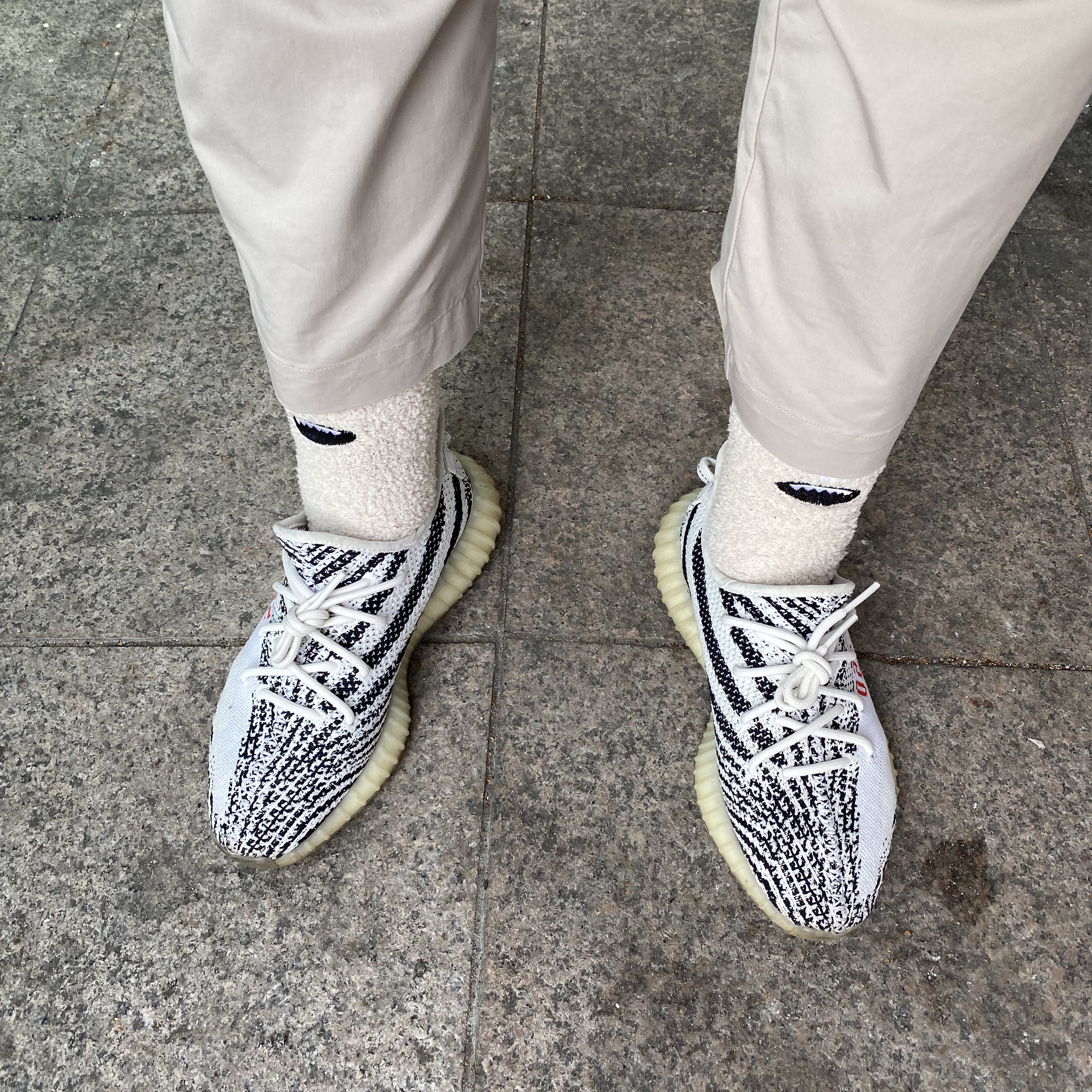 Adidas Yeezy Boost 350 V2 Zebra 2017/2019/2020, Nike ACG Woven Cargo Pants Moon Particle - US/EU 착용 스타일