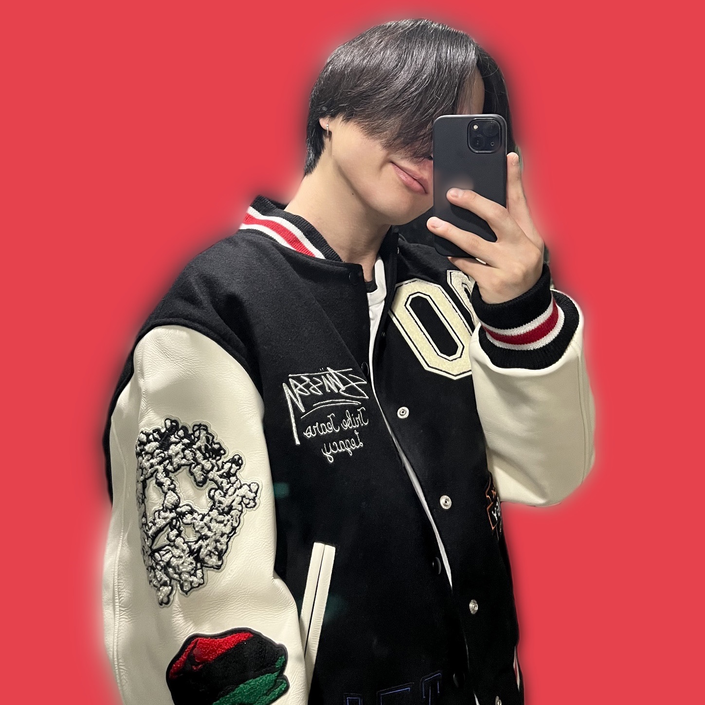 Stussy x Our Legacy x Denim Tears TTL Varsity Jacket Black 착용 스타일