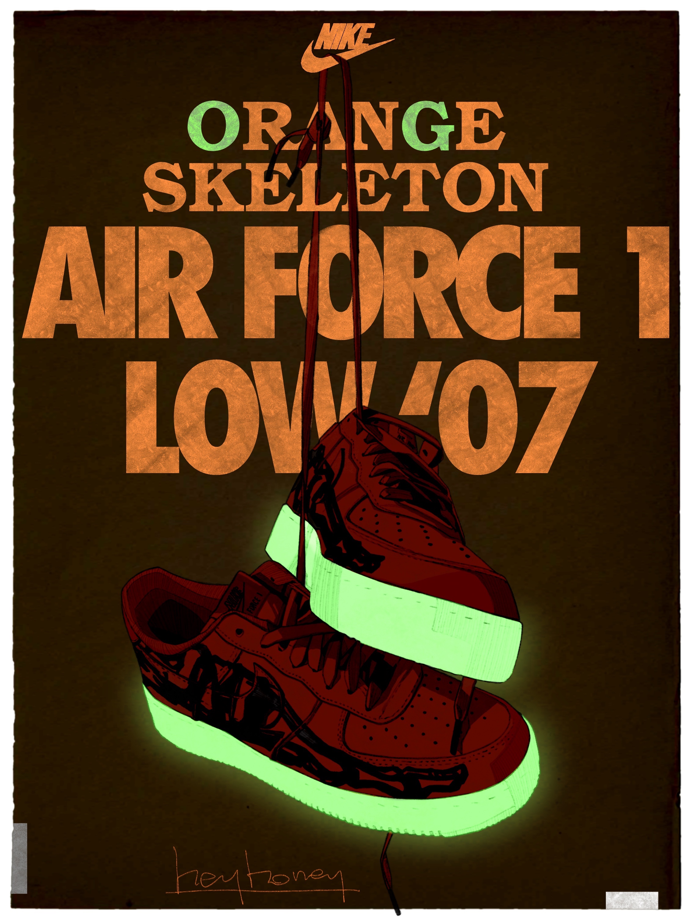 Nike Air Force 1 Low '07 Orange Skeleton 착용 스타일 - 2