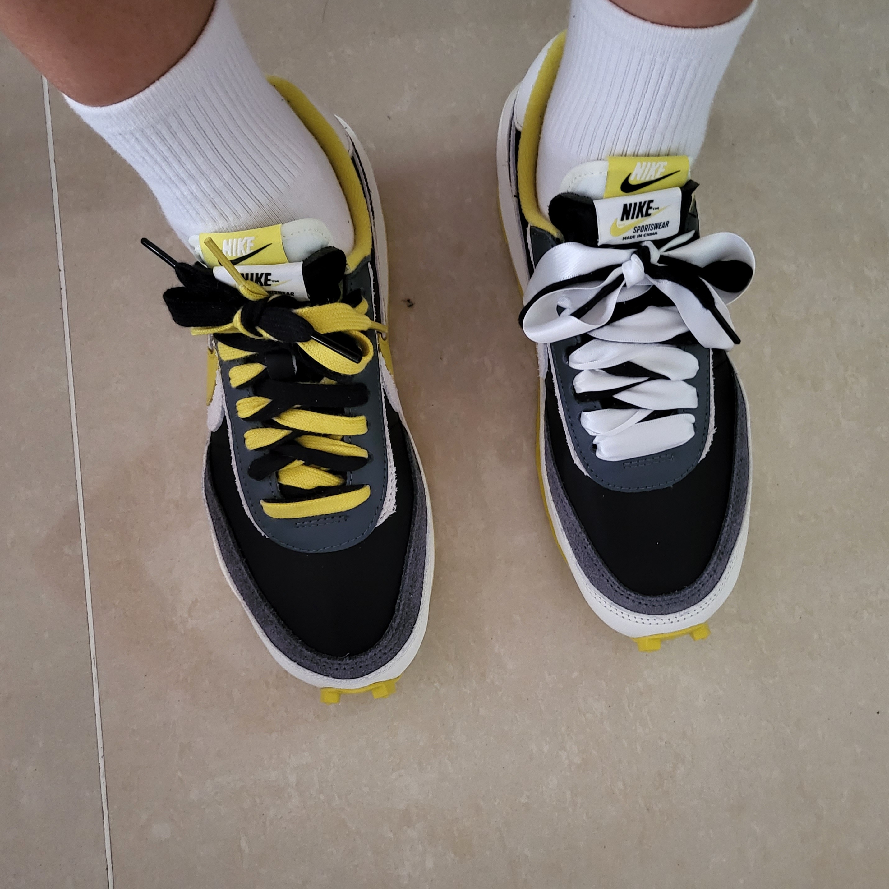 Nike x Sacai x Undercover LDWaffle Black Bright Citron 착용 스타일 - 2