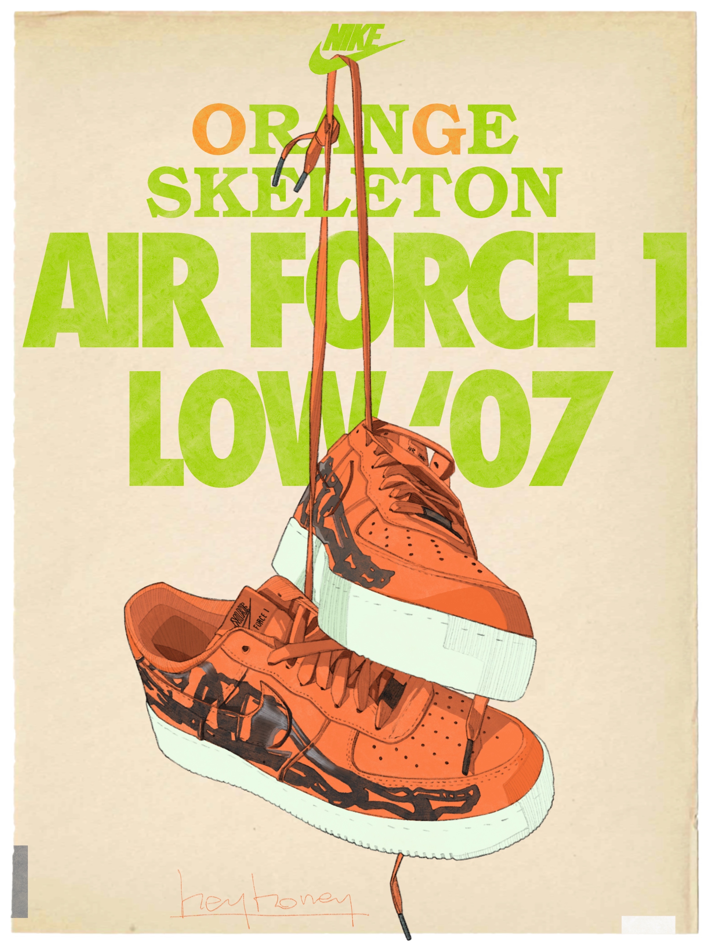 Nike Air Force 1 Low '07 Orange Skeleton 착용 스타일 - 1