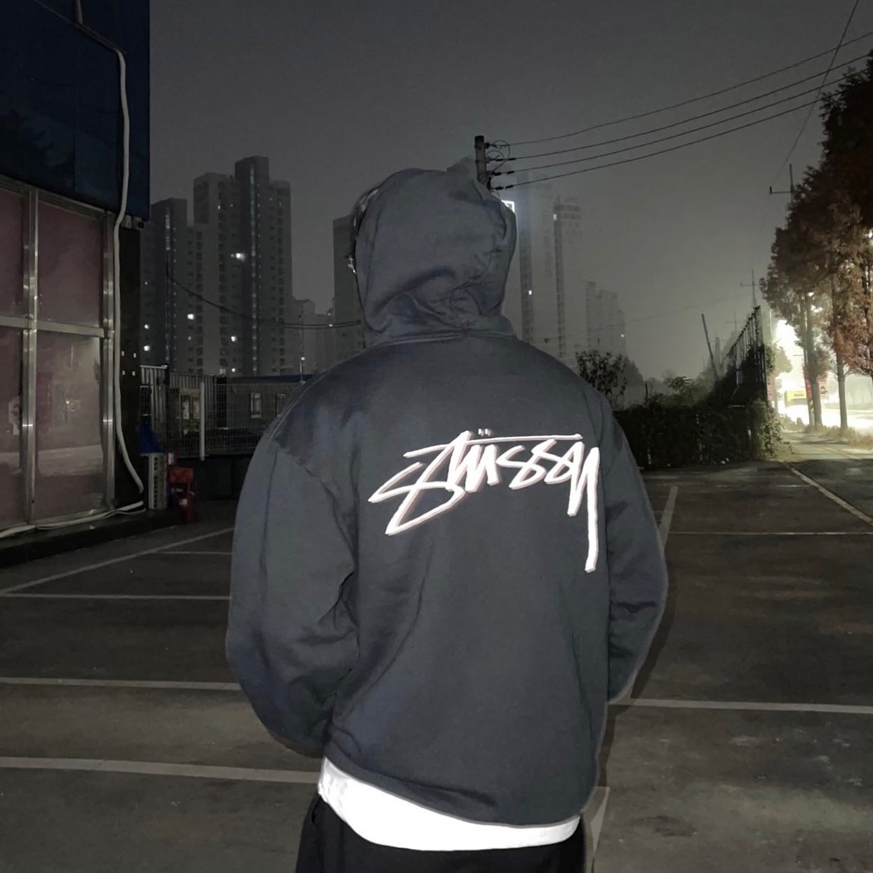 Stussy x Our Legacy Drop Shadow Hoodie Black 착용 스타일