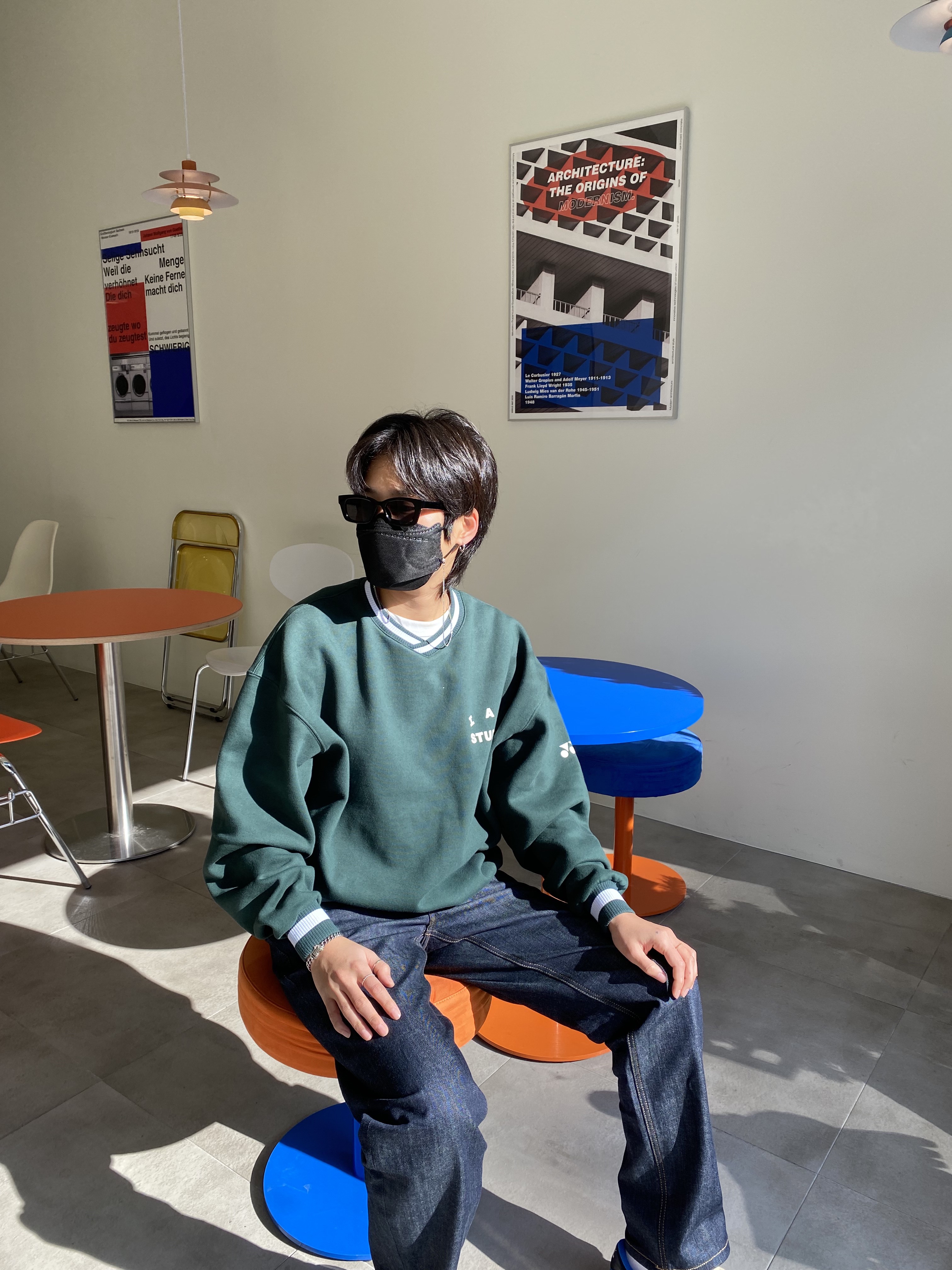 IAB Studio x Yonex Sweatshirt Green 착용 스타일 - 1
