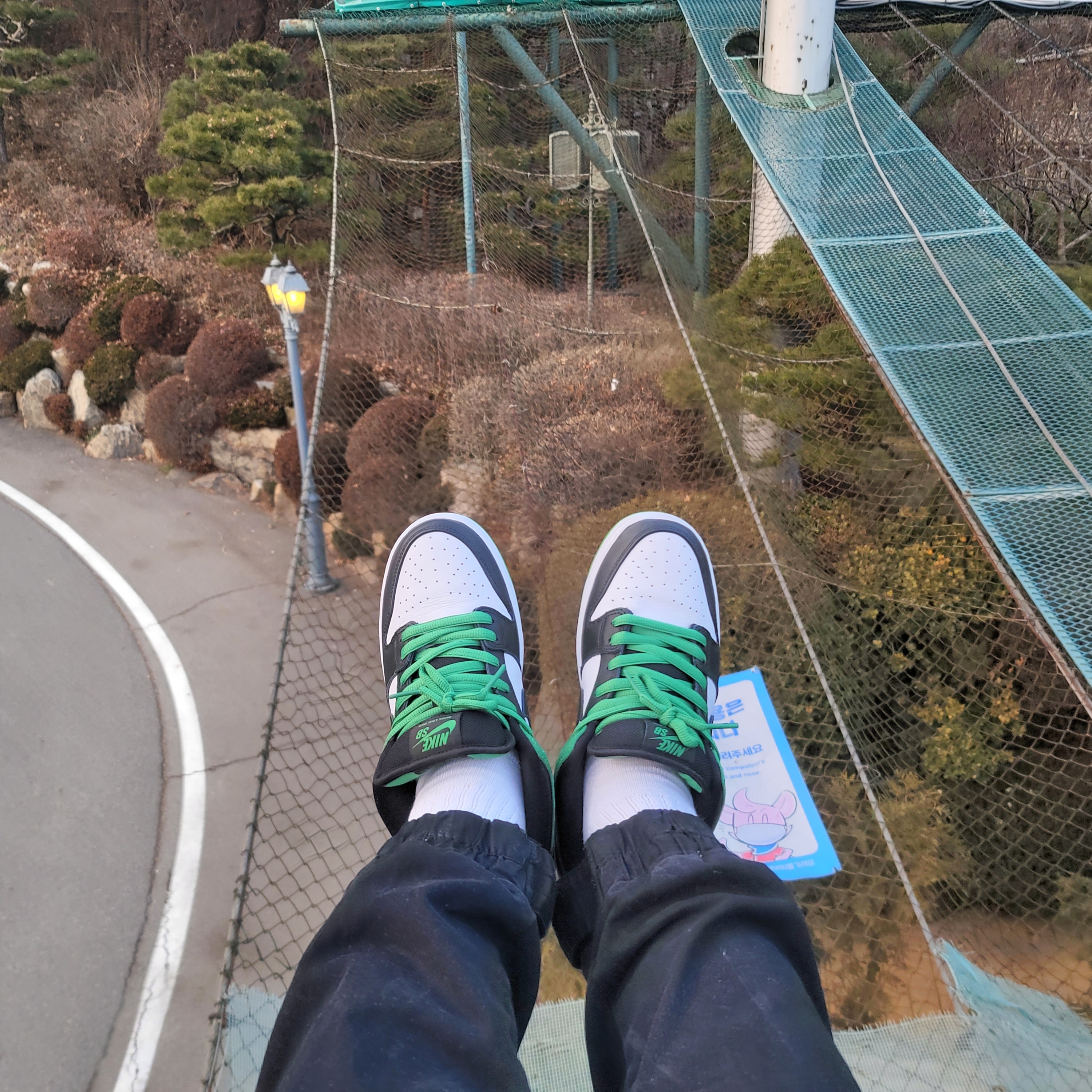 Nike SB Dunk Low Pro Black and Classic Green 착용 스타일
