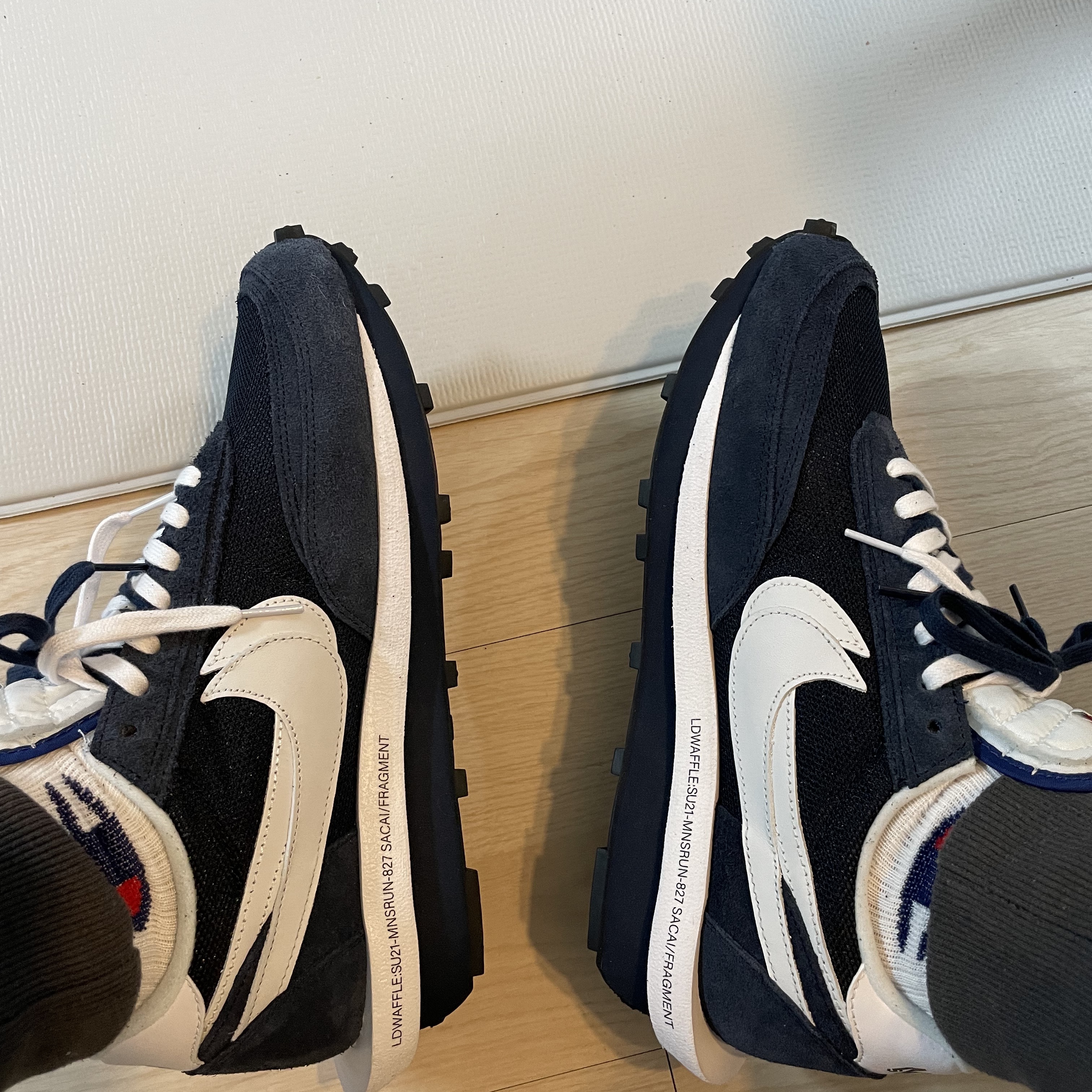 Nike x Sacai x Fragment LDWaffle Blackened Blue 착용 스타일 - 3