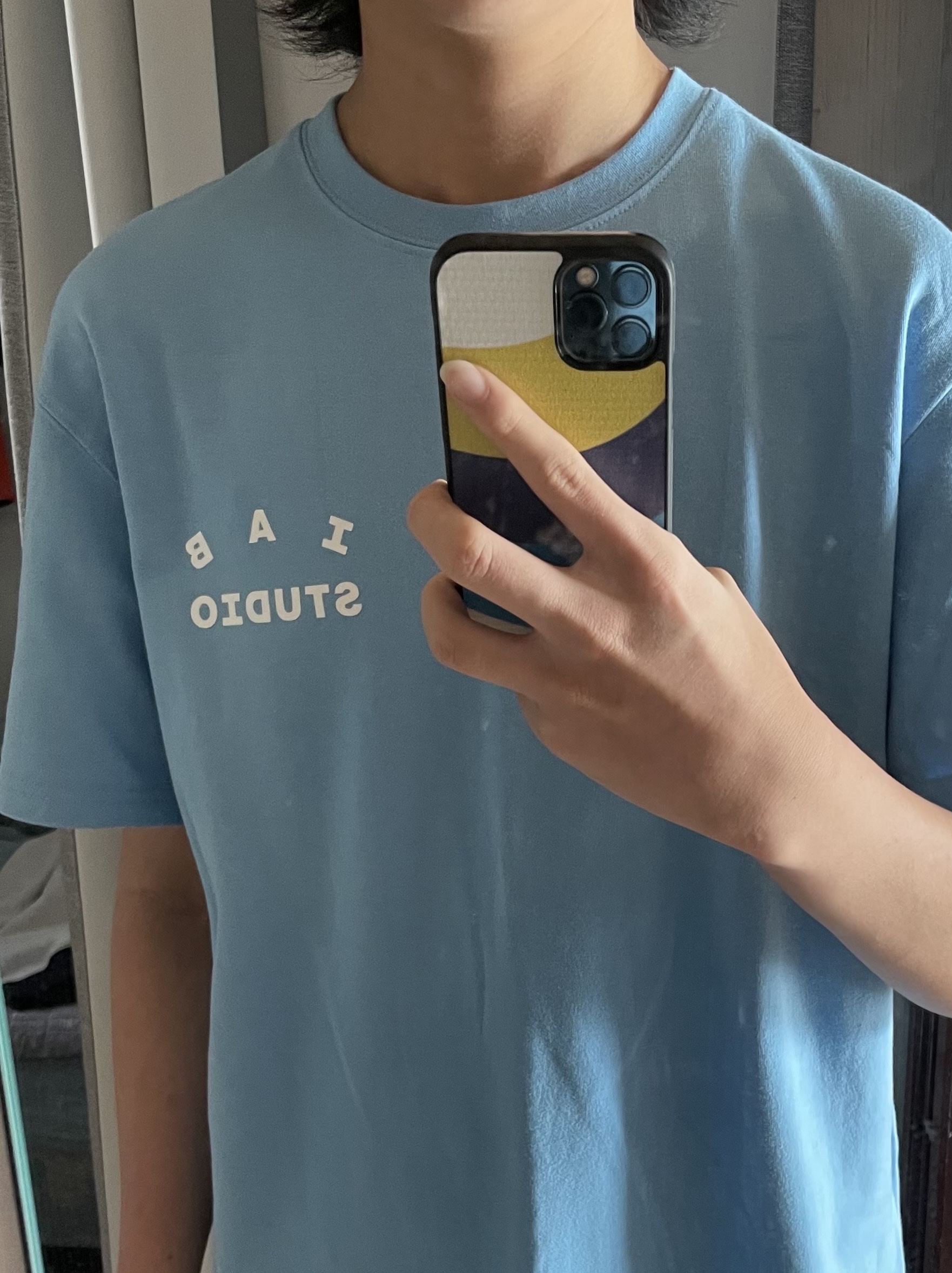IAB Studio T-Shirt Sky Blue 착용 스타일