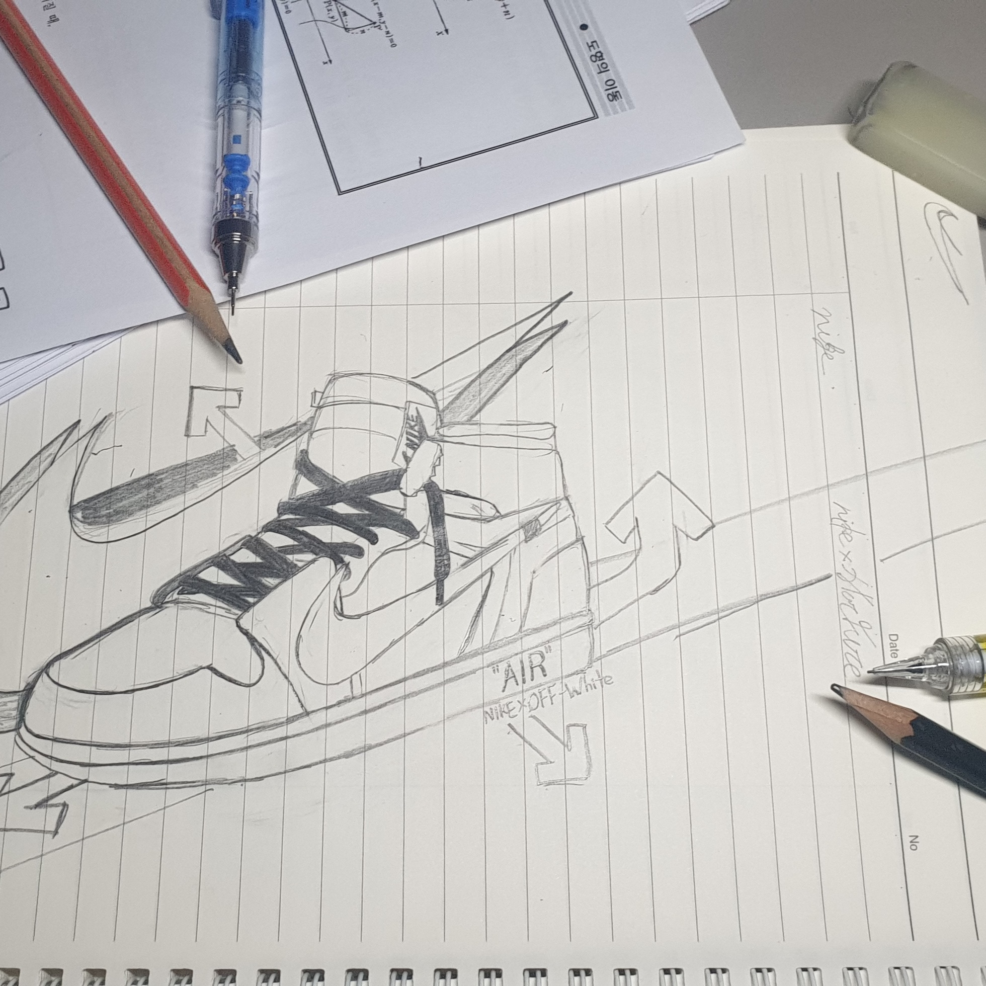 Jordan 1 x Off-White Retro High University Blue, Jordan 1 x Off-White Retro High Chicago The Ten 착용 스타일