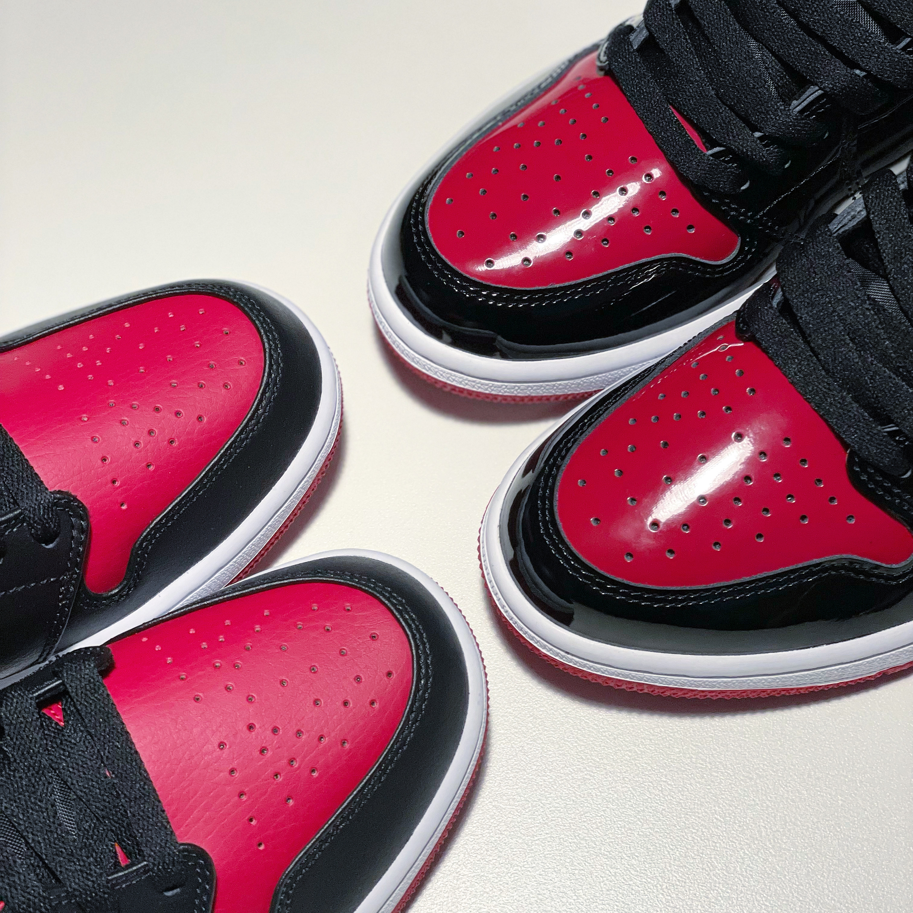 Jordan 1 Retro High OG Patent Bred, Jordan 1 Mid Bred Banned 2020 착용 스타일 - 2