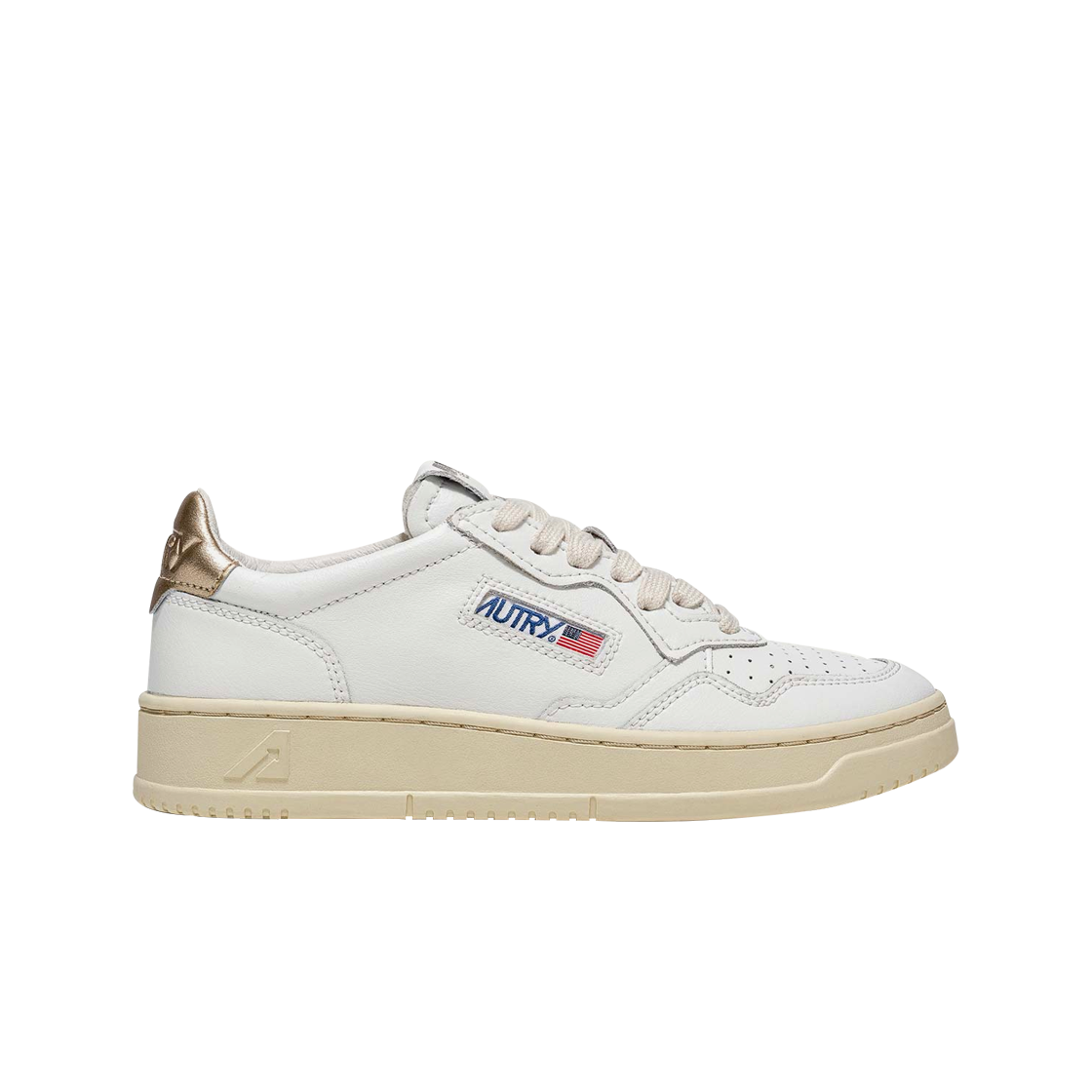 (W) 오트리 메달리스트 로우 레더 스니커즈 화이트 골드((W) Autry Medalist Low Leather Sneakers White Gold)