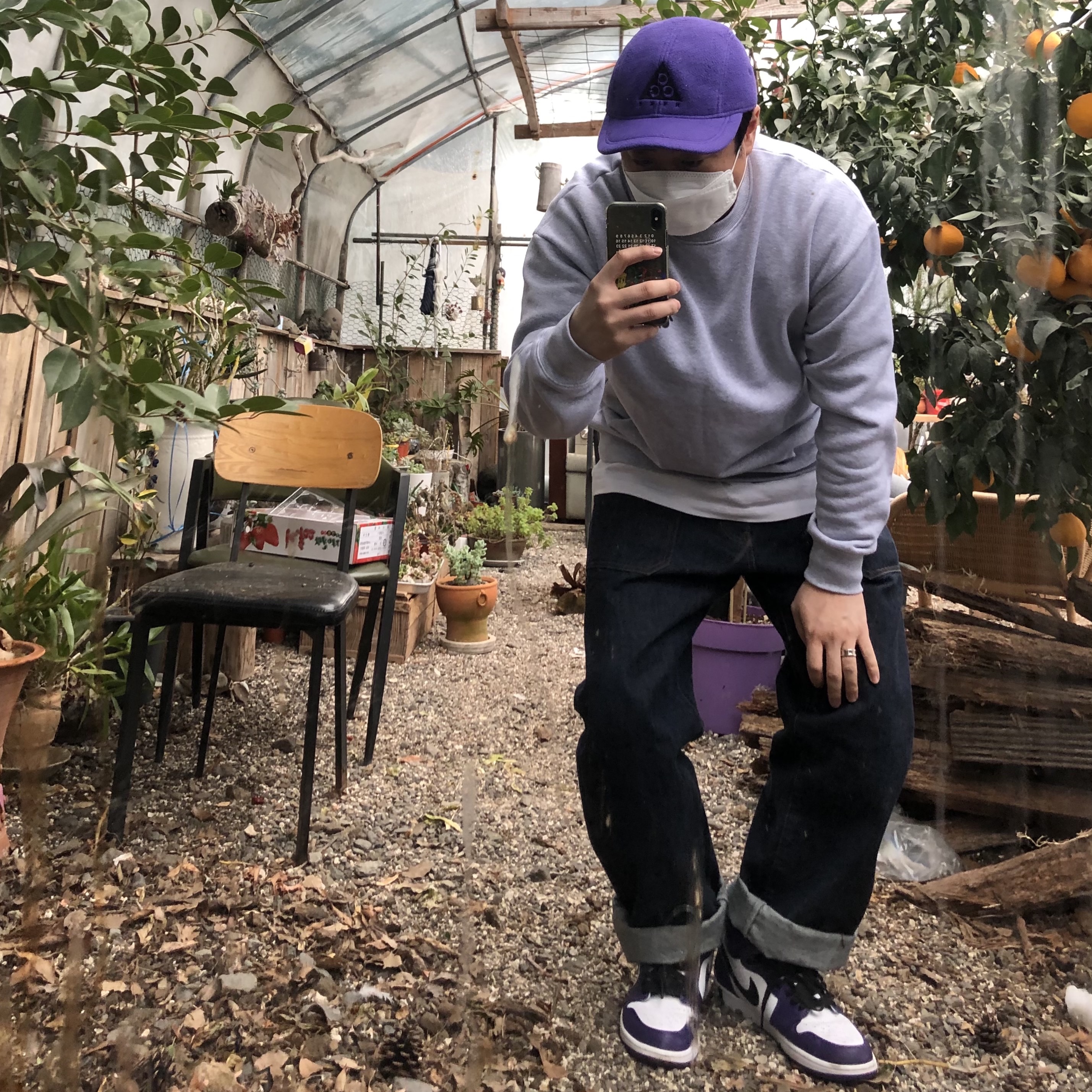 Nike ACG AW84 Fleece Cap Court Purple, Jordan 1 Retro High OG Court Purple 2020 착용 스타일