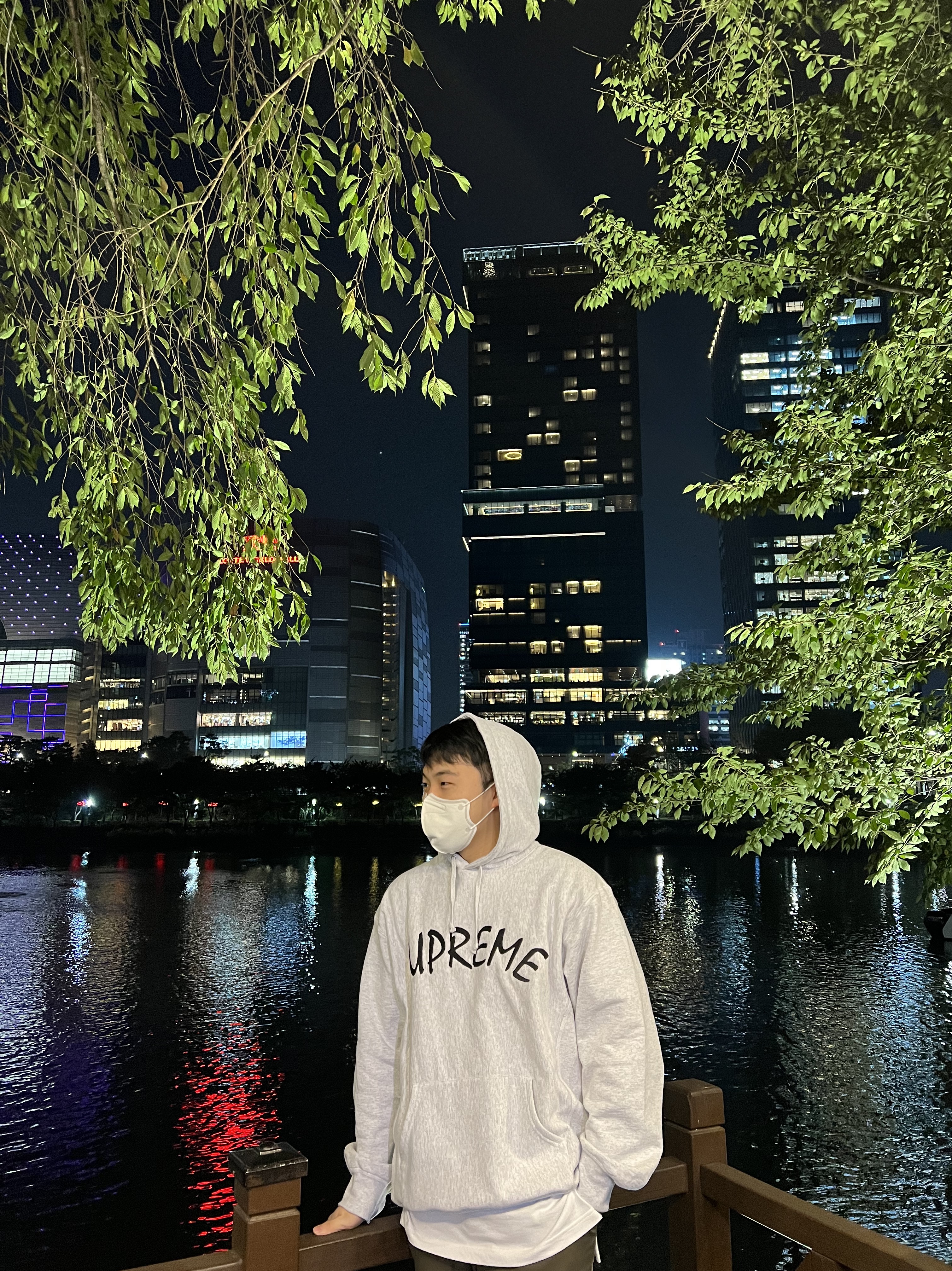 Supreme FTP Arc Hooded Sweatshirt Washed Ash Grey - 21SS 착용 스타일 - 2