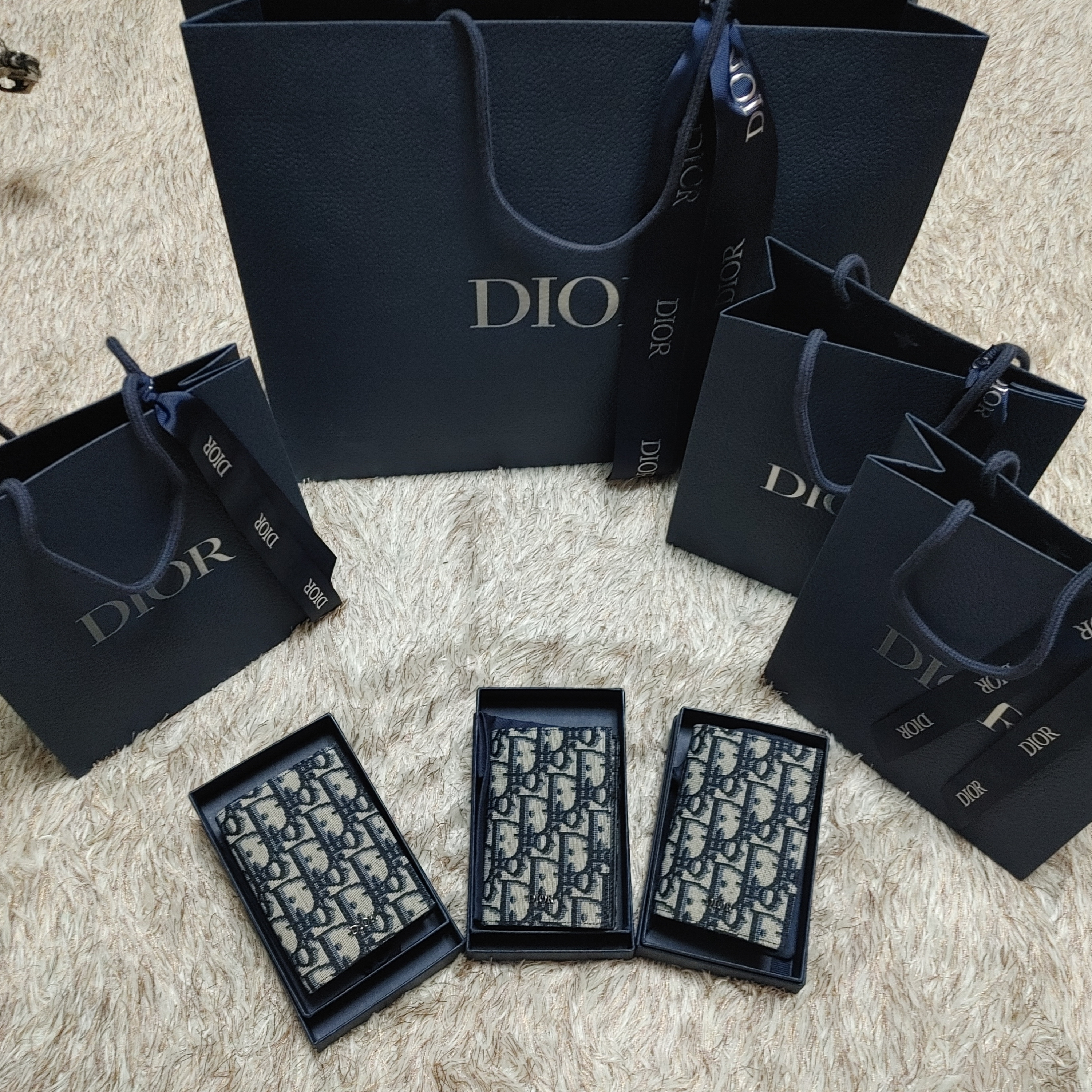 Dior Bi-Fold Card Holder Beige & Black Dior Oblique Jacquard 착용 스타일