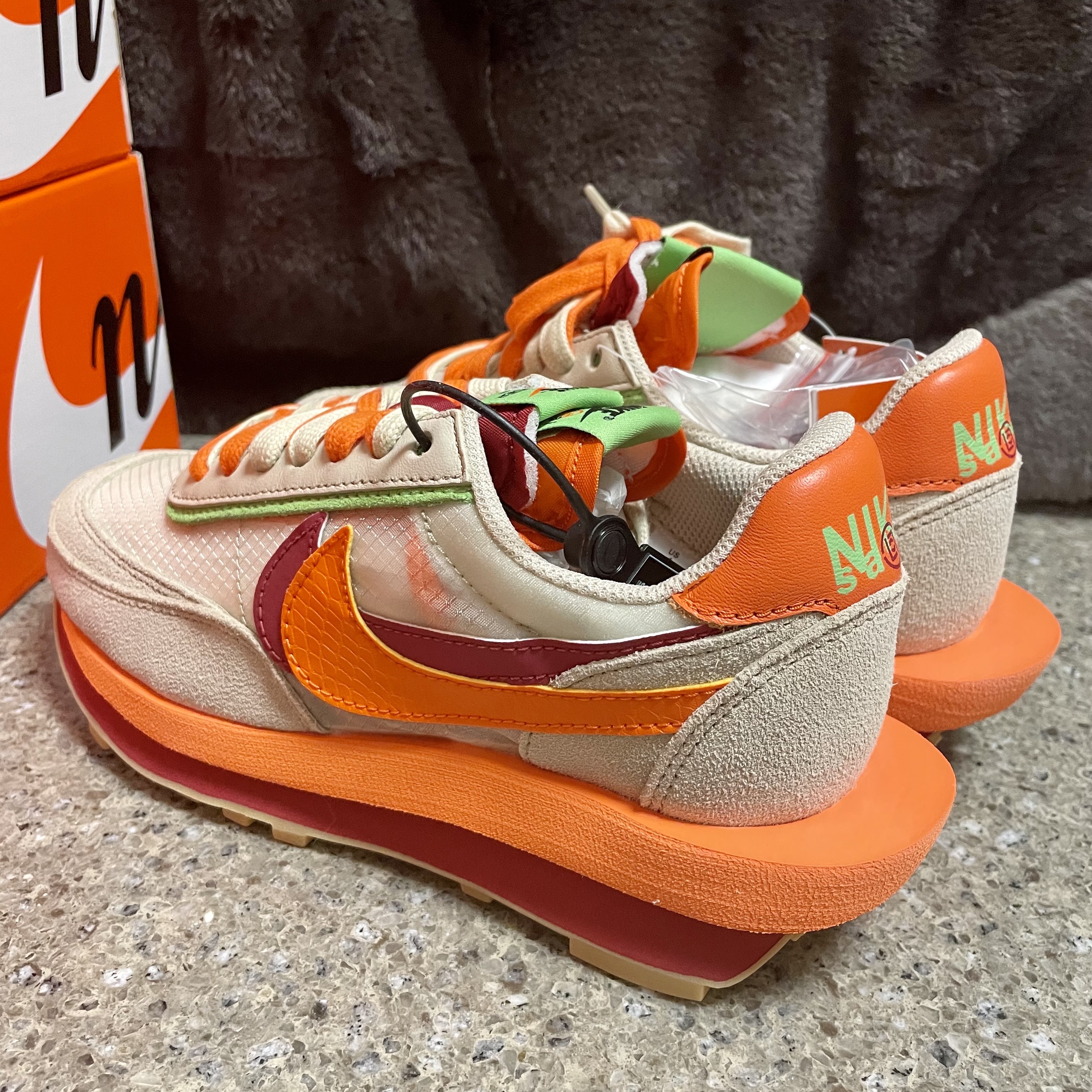 Nike x Sacai x Clot LDWaffle Orange Blaze 착용 스타일