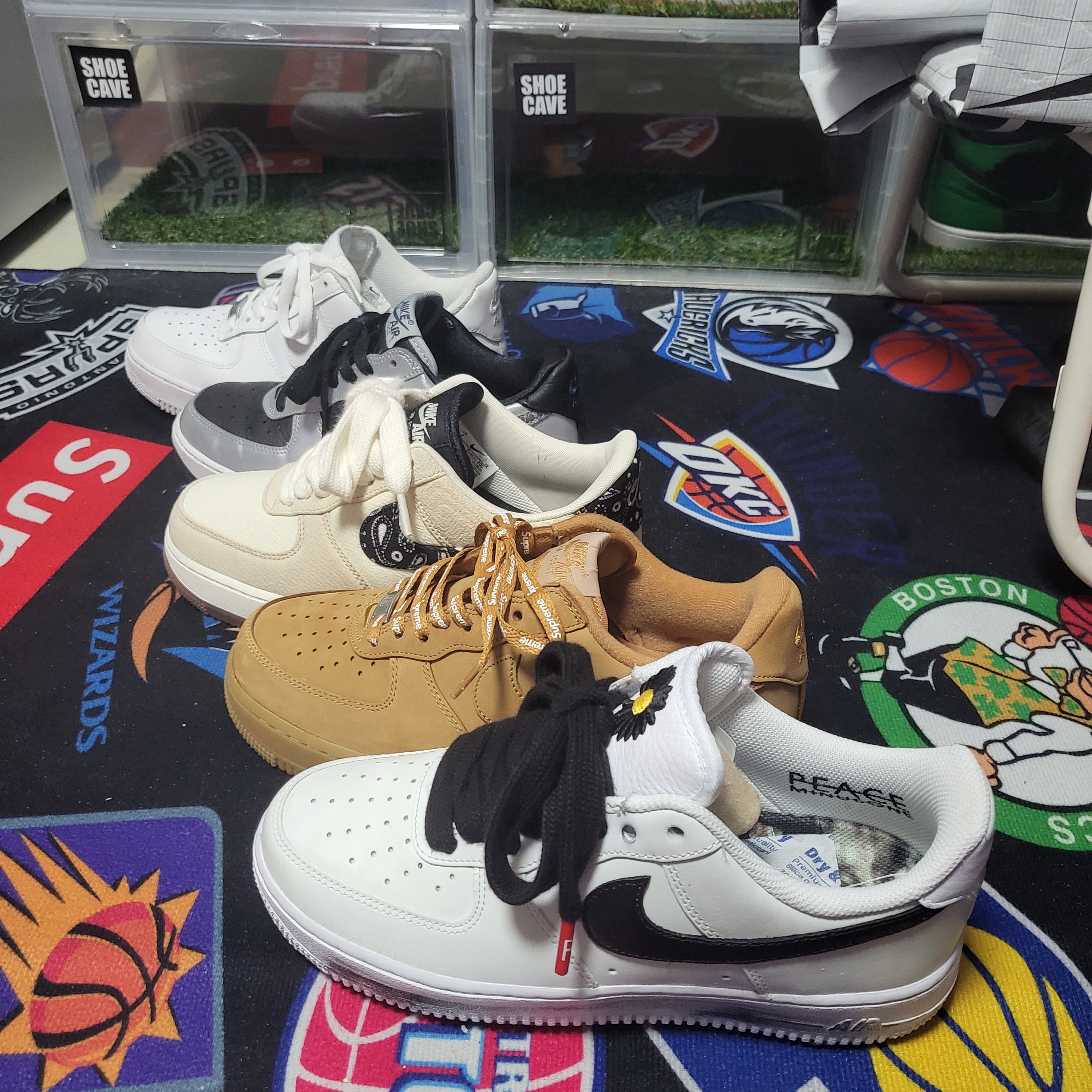Nike x Peaceminusone Air Force 1 Low Para-Noise 2.0, Nike x Supreme Air Force 1 Low Flax 착용 스타일