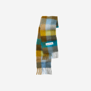 Acne Studios Large Check Scarf Olive Green Turquoise