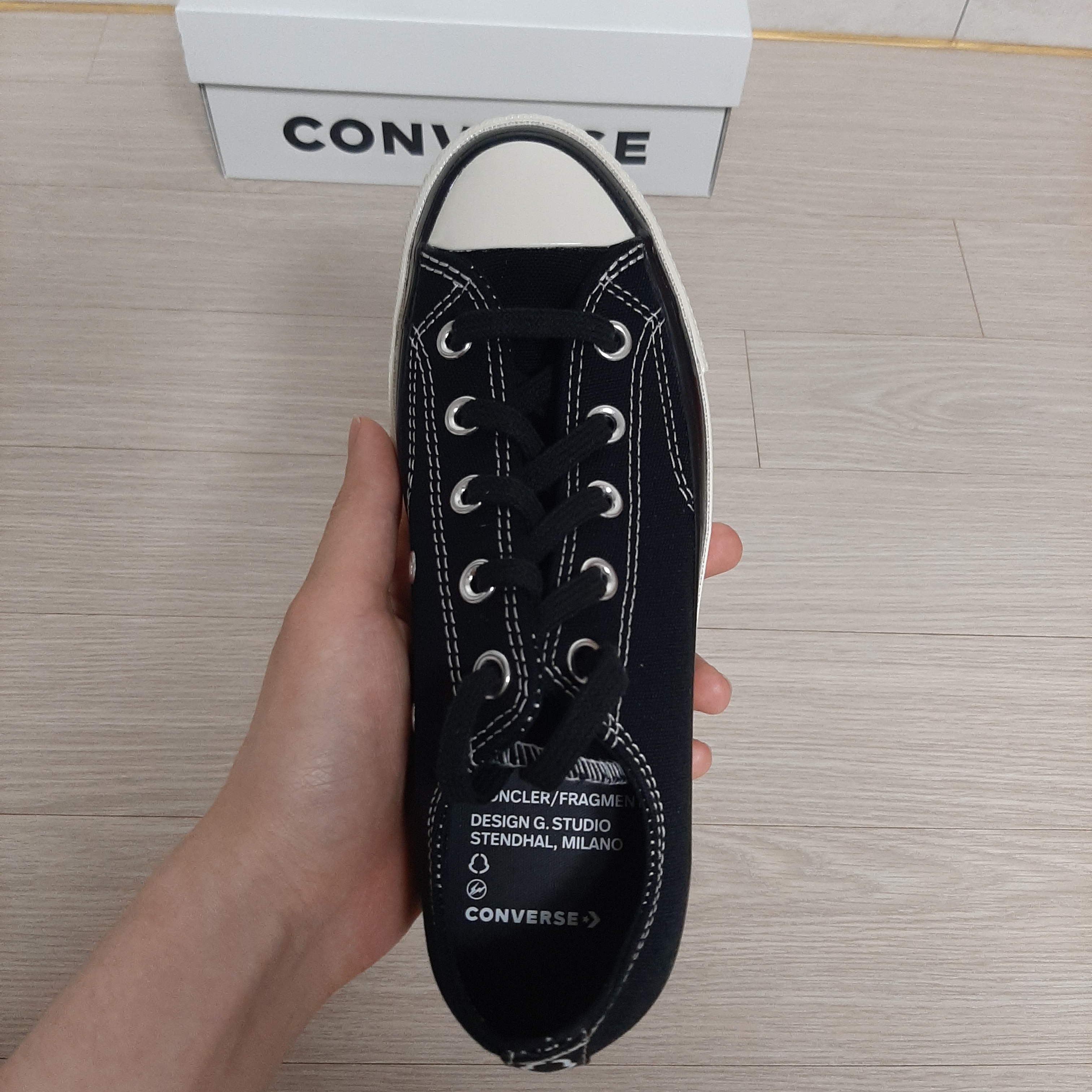 Converse x Moncler x Fragment Chuck 70 Ox Black 착용 스타일 - 4