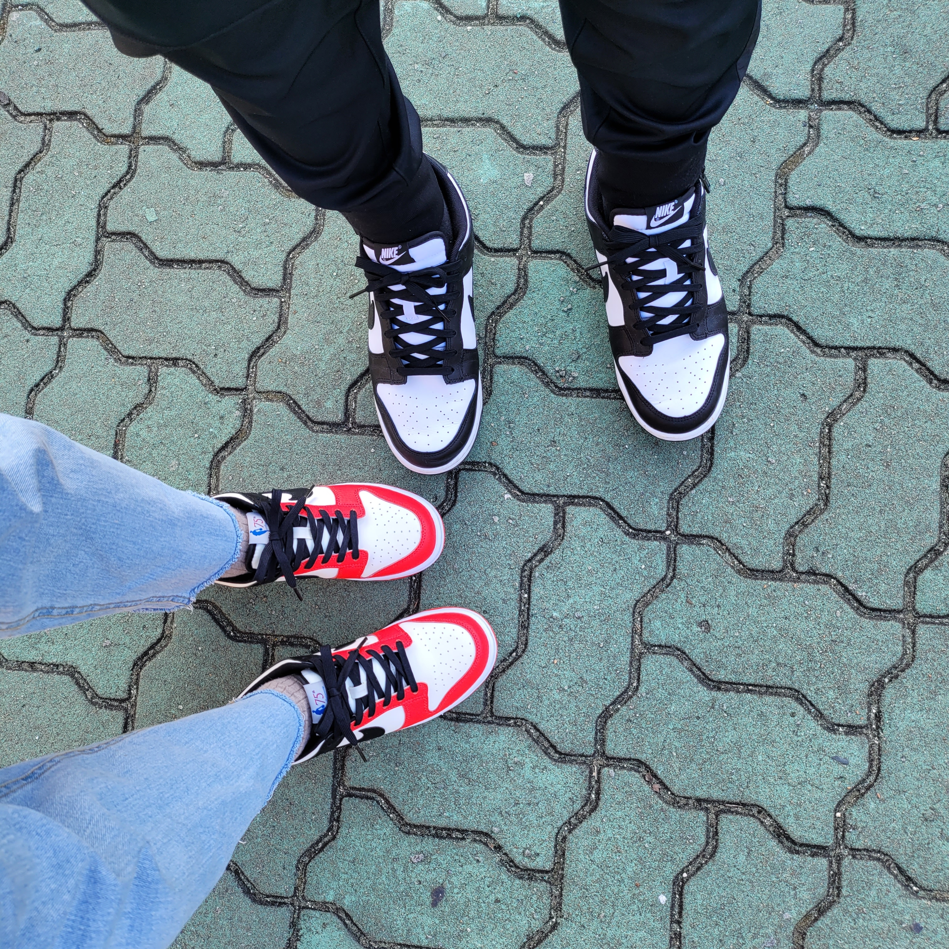 (GS) Nike x NBA Dunk Low Black and Chile Red, Nike Dunk Low Retro Black 착용 스타일 - 1
