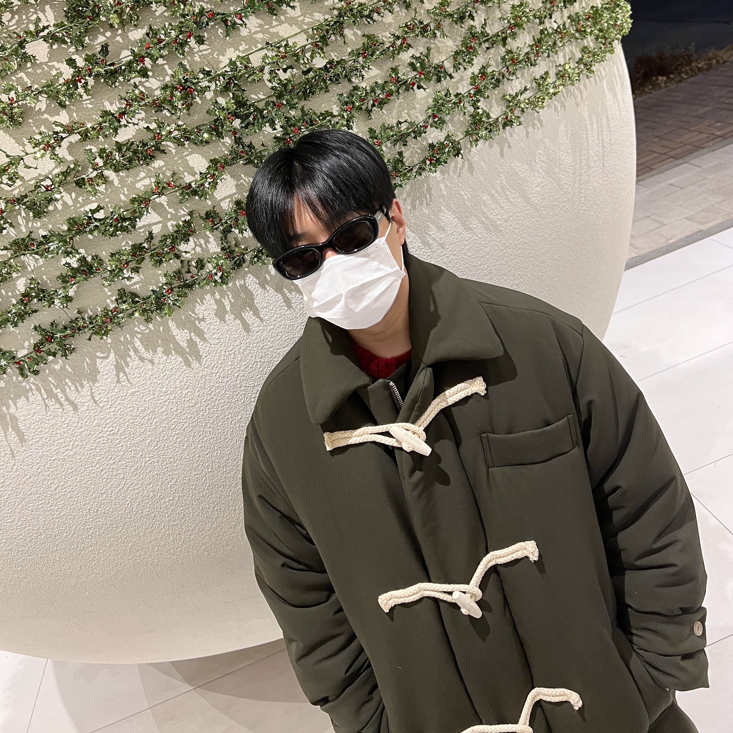 Jacquemus Le Manteau Doudoune Duffle Coat Khaki 착용 스타일