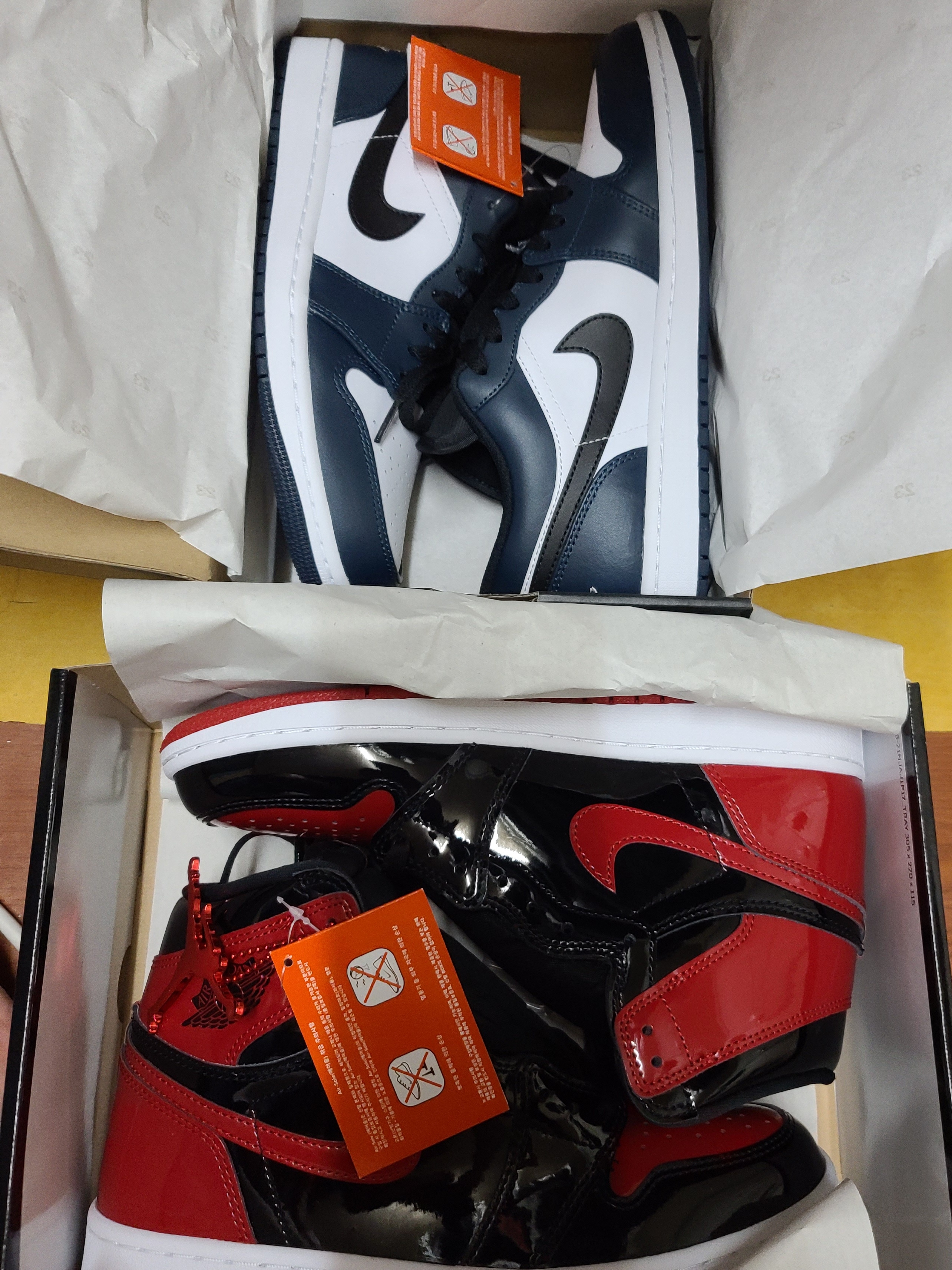 Jordan 1 Low Dark Teal, Jordan 1 Retro High OG Patent Bred 착용 스타일